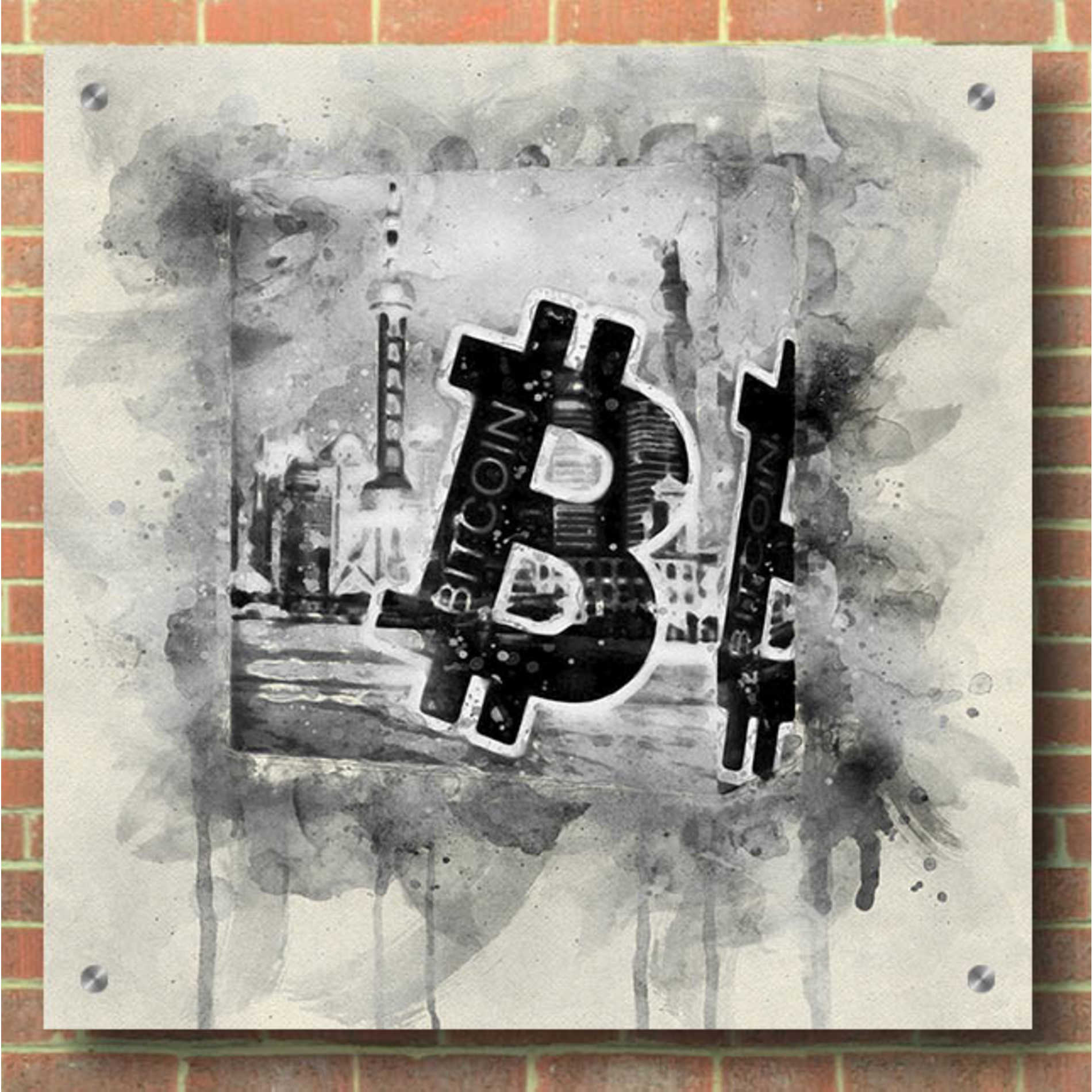 Epic Art 'Bitcoin Block' by Surma and Guillen, Acrylic Glass Wall Art,36x36