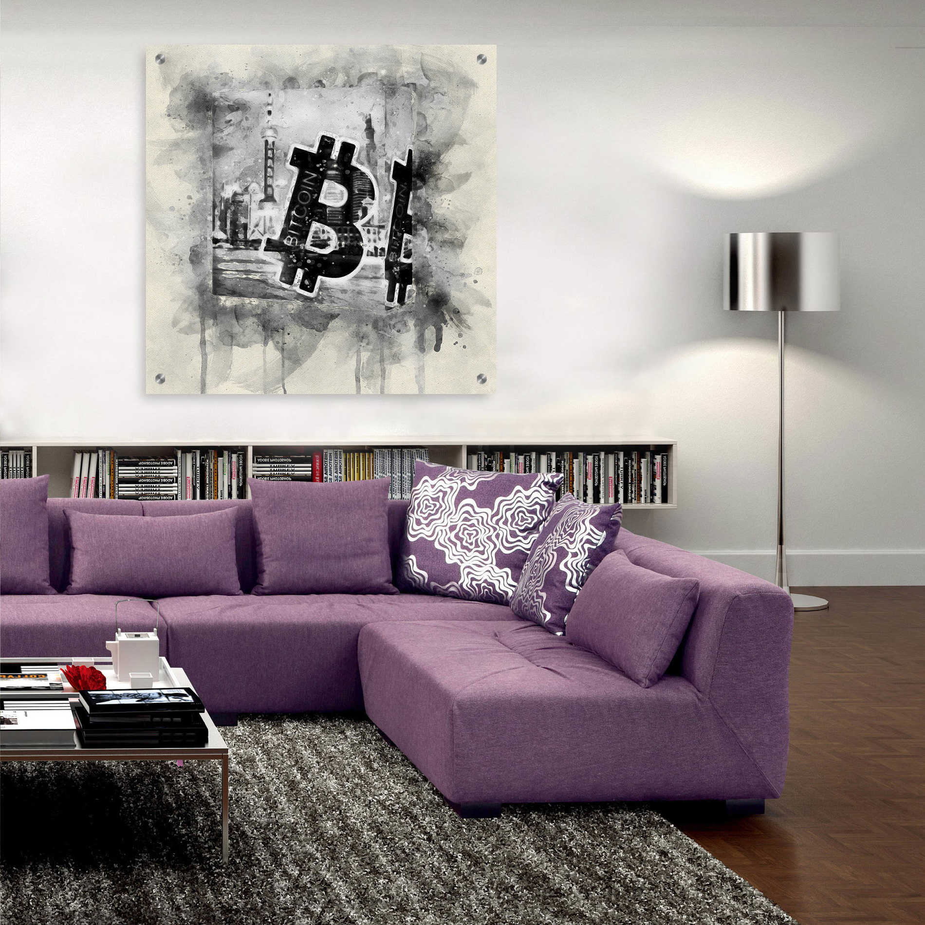 Epic Art 'Bitcoin Block' by Surma and Guillen, Acrylic Glass Wall Art,36x36