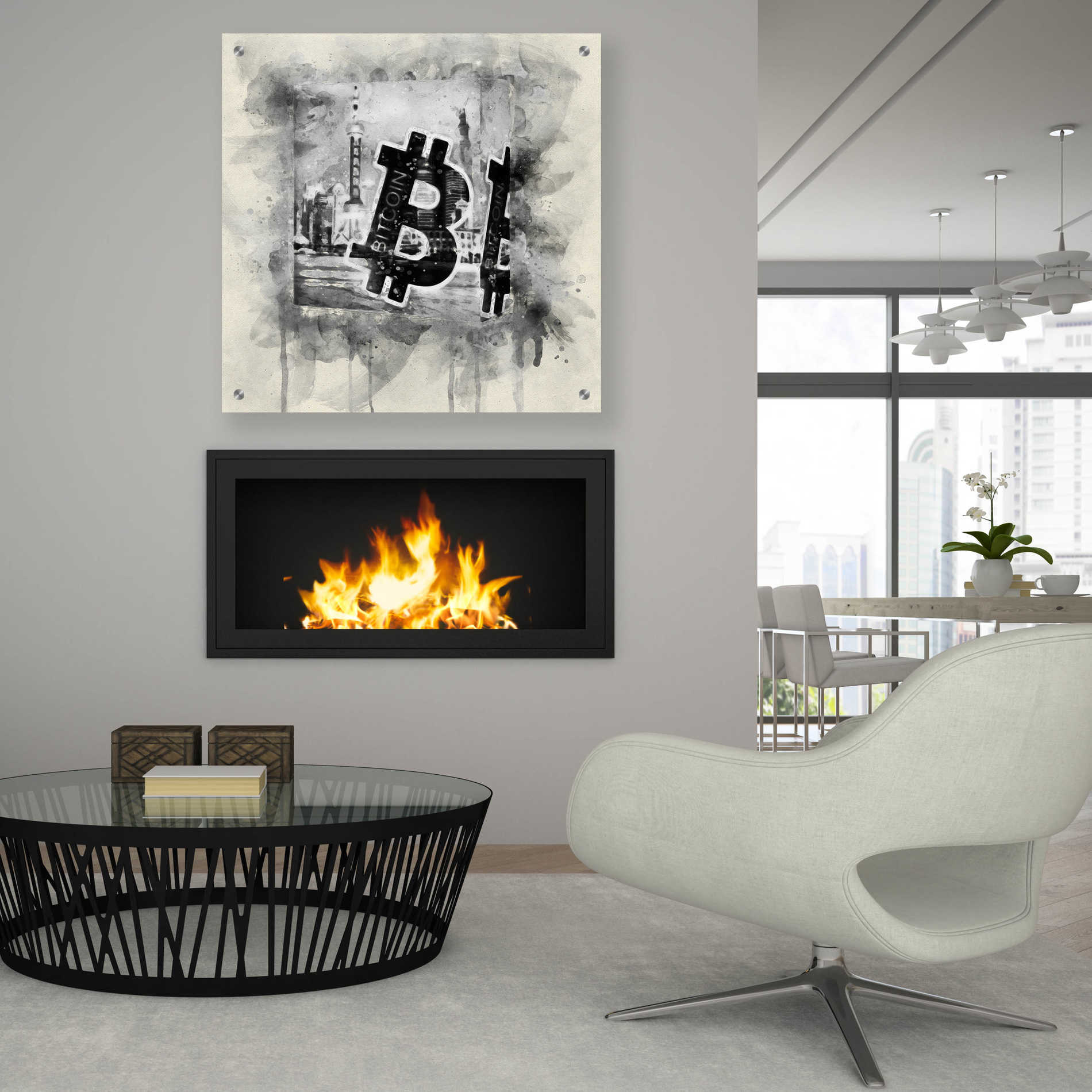 Epic Art 'Bitcoin Block' by Surma and Guillen, Acrylic Glass Wall Art,36x36