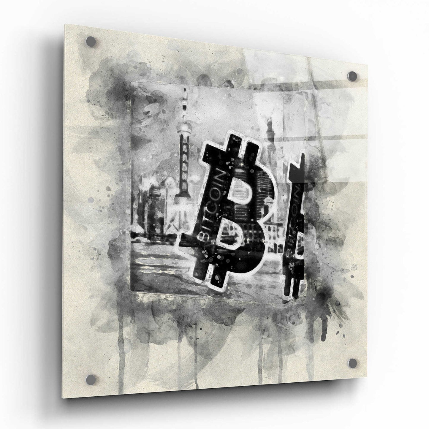 Epic Art 'Bitcoin Block' by Surma and Guillen, Acrylic Glass Wall Art,36x36