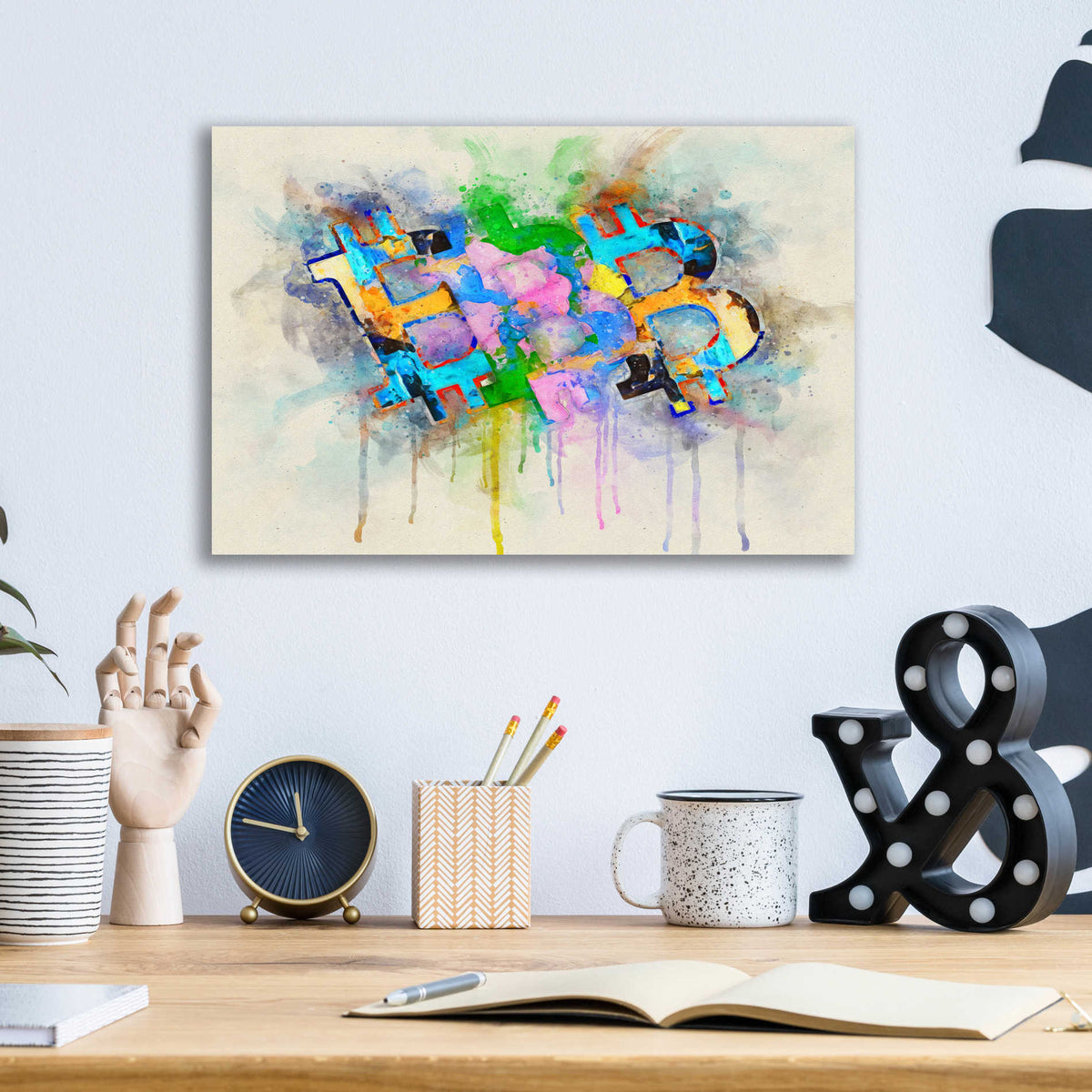 Epic Art 'Bitcoin Abstract' by Surma and Guillen, Acrylic Glass Wall Art,16x12