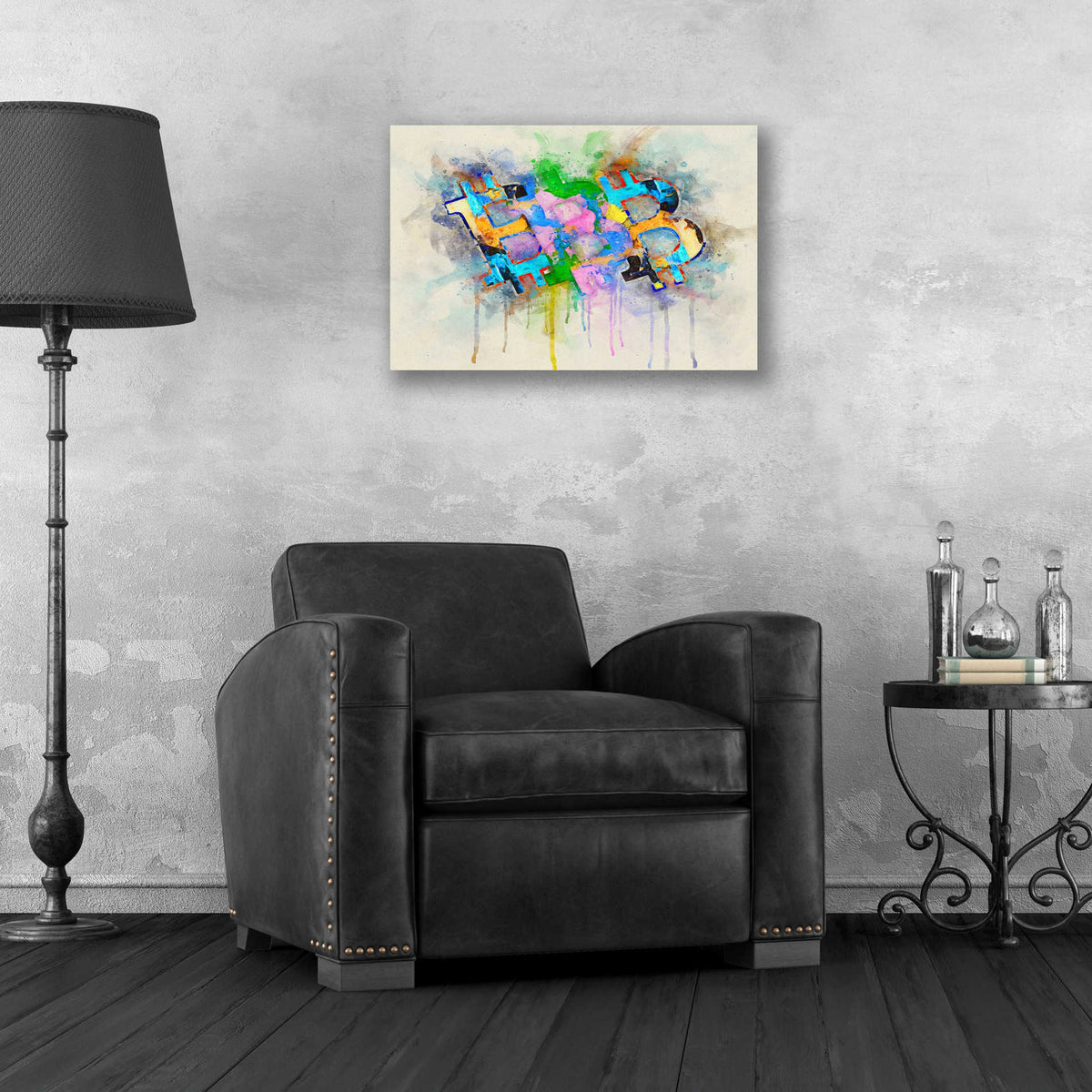 Epic Art 'Bitcoin Abstract' by Surma and Guillen, Acrylic Glass Wall Art,24x16