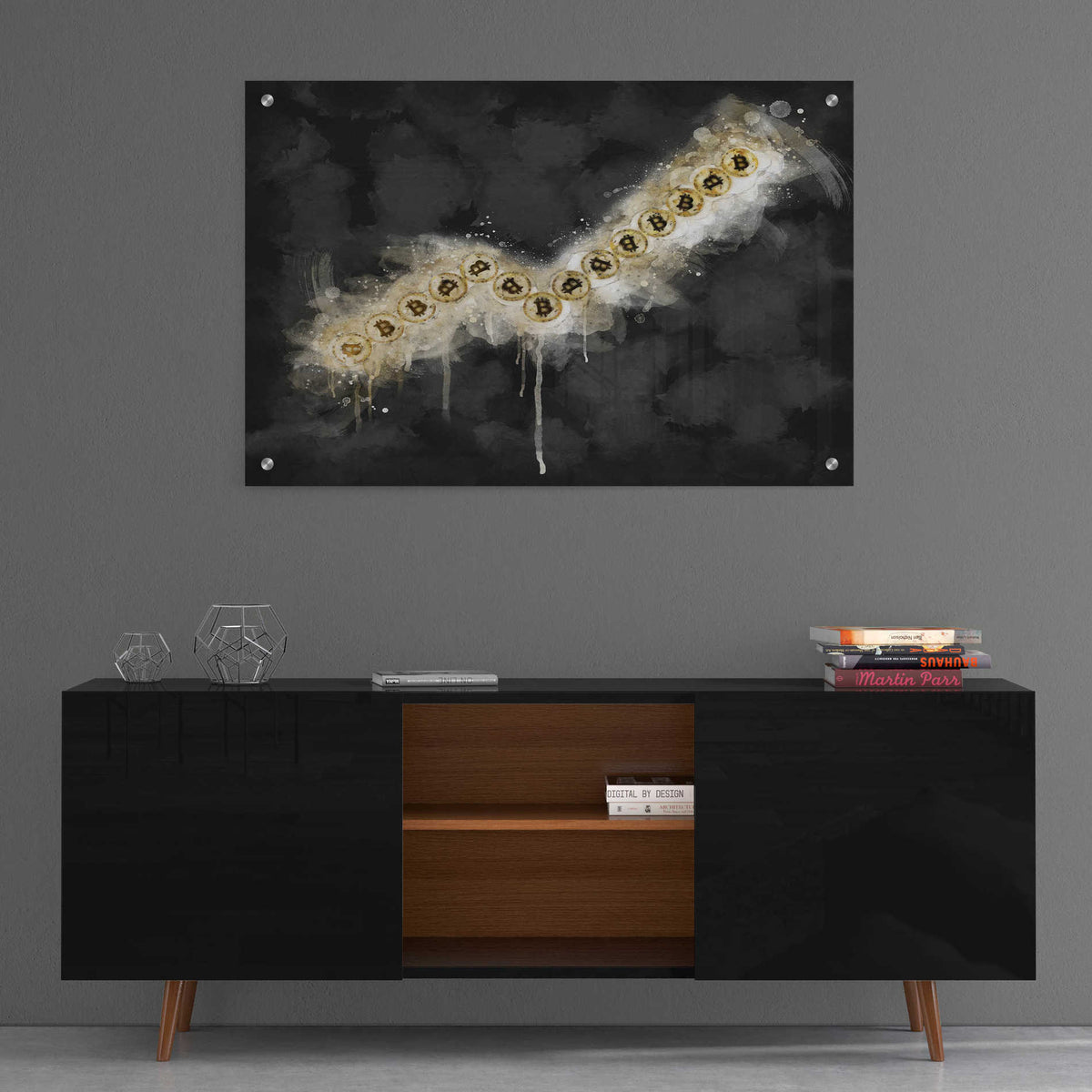 Epic Art 'Bitcoin Going Up' by Surma and Guillen, Acrylic Glass Wall Art,36x24