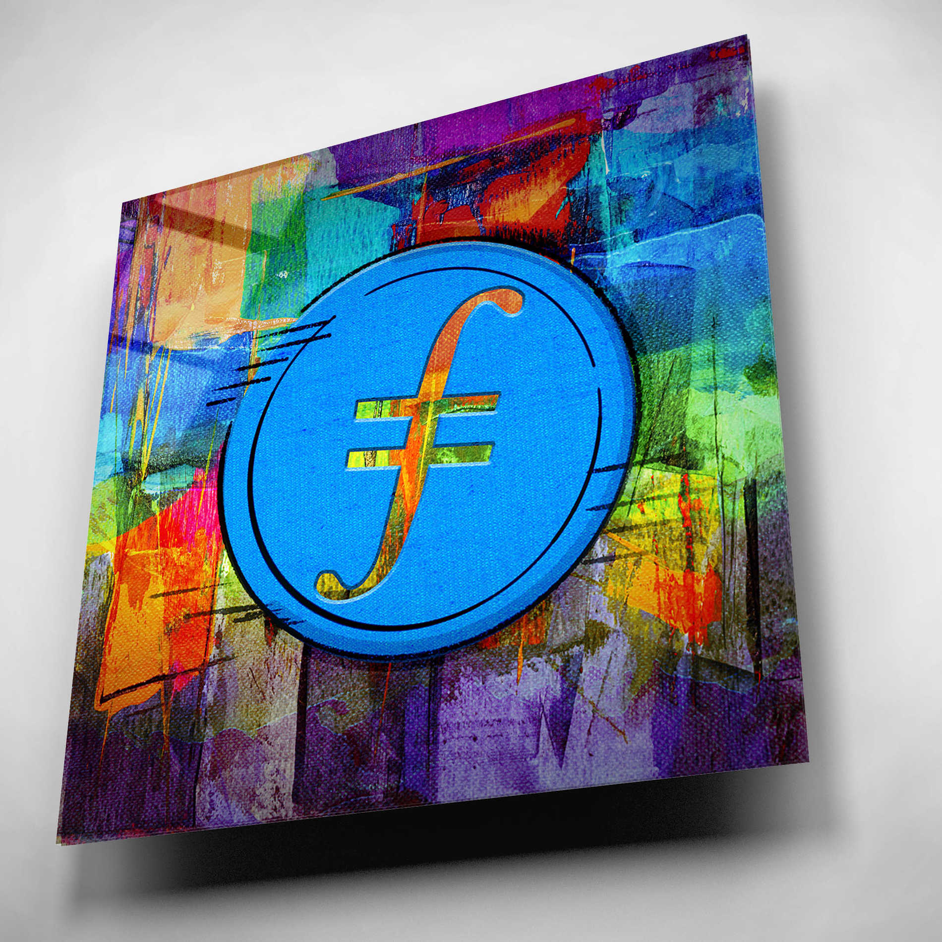 Epic Art 'FIL Filecoin Crypto Coin,' Acrylic Glass Wall Art,12x12
