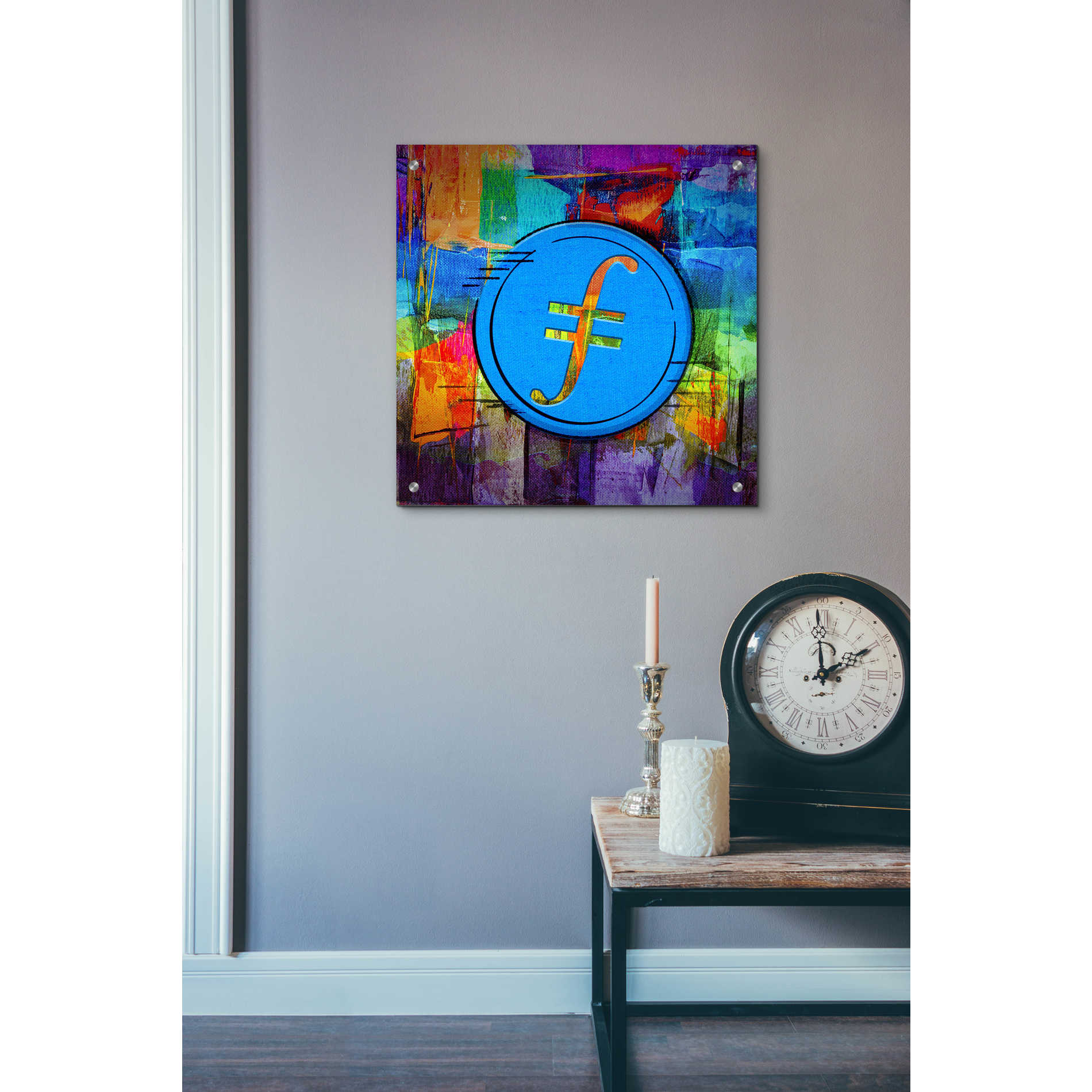 Epic Art 'FIL Filecoin Crypto Coin,' Acrylic Glass Wall Art,24x24