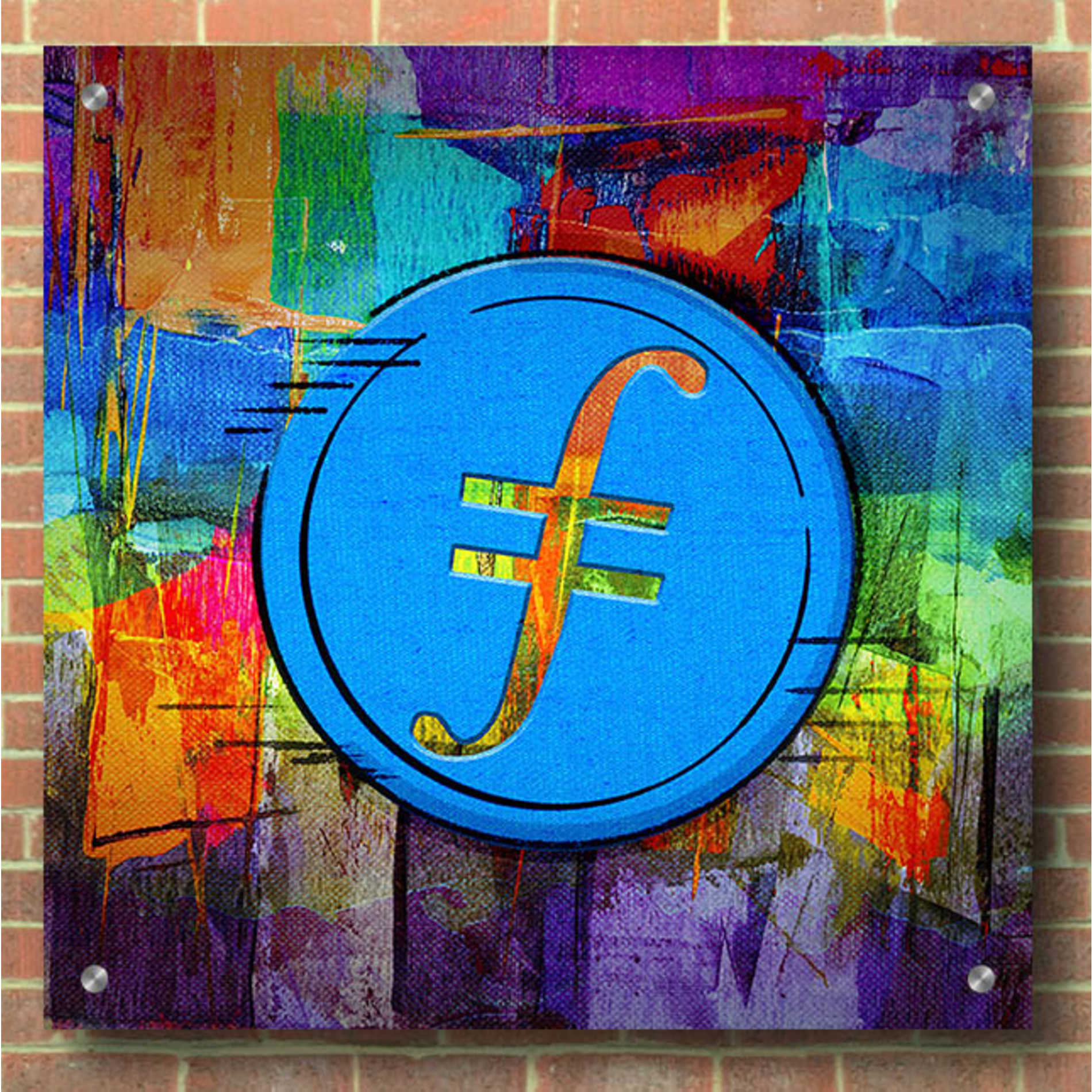 Epic Art 'FIL Filecoin Crypto Coin,' Acrylic Glass Wall Art,36x36