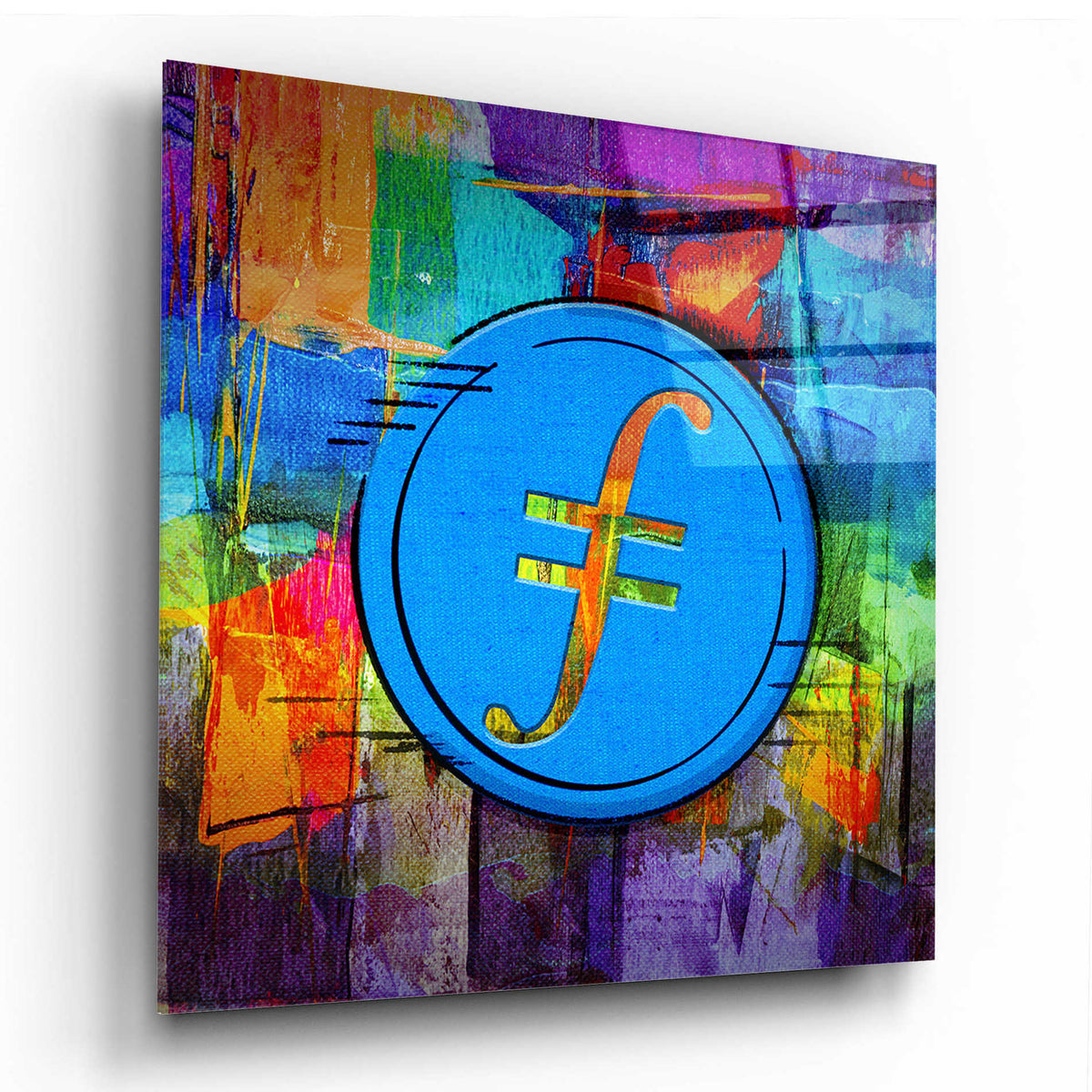 Epic Art 'FIL Filecoin Crypto Coin,' Acrylic Glass Wall Art