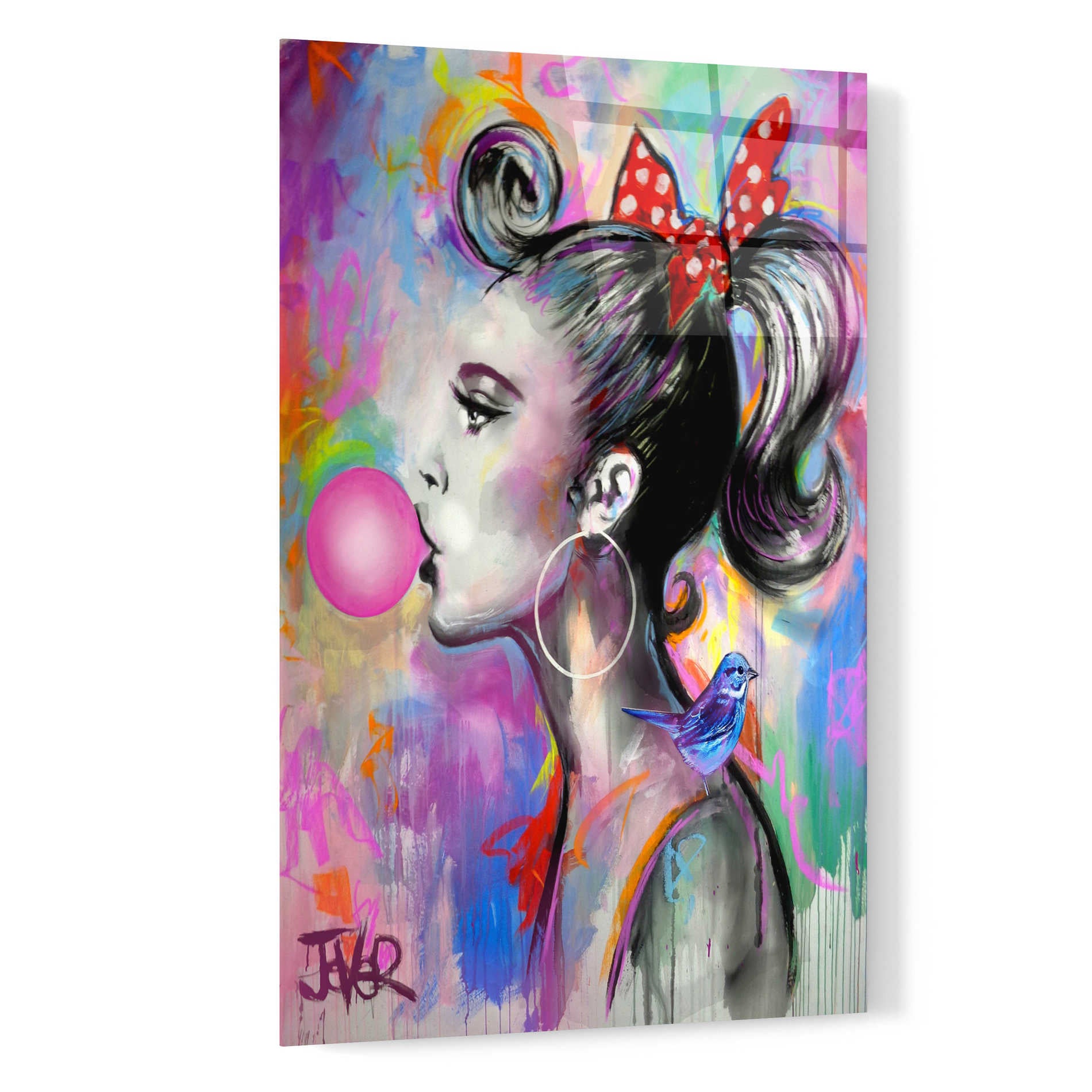 Epic Art 'Bubble Girl' by Loui Jover, Acrylic Glass Wall Art,16x24