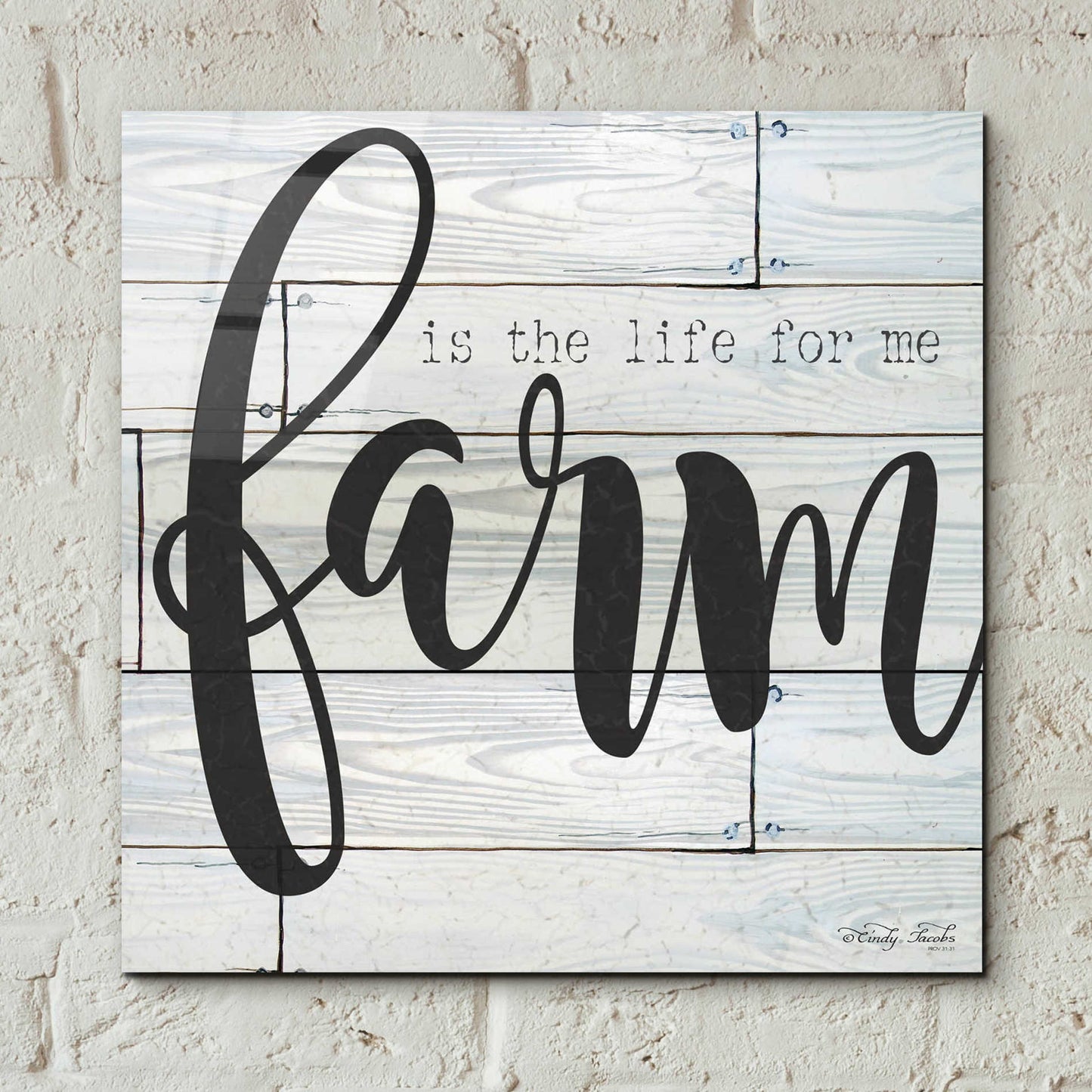 Epic Art 'Farm is the Life for Me' by Cindy Jacobs, Acrylic Glass Wall Art,12x12