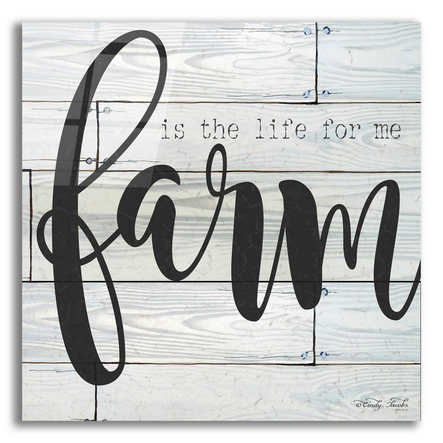 Epic Art 'Farm is the Life for Me' by Cindy Jacobs, Acrylic Glass Wall Art,12x12