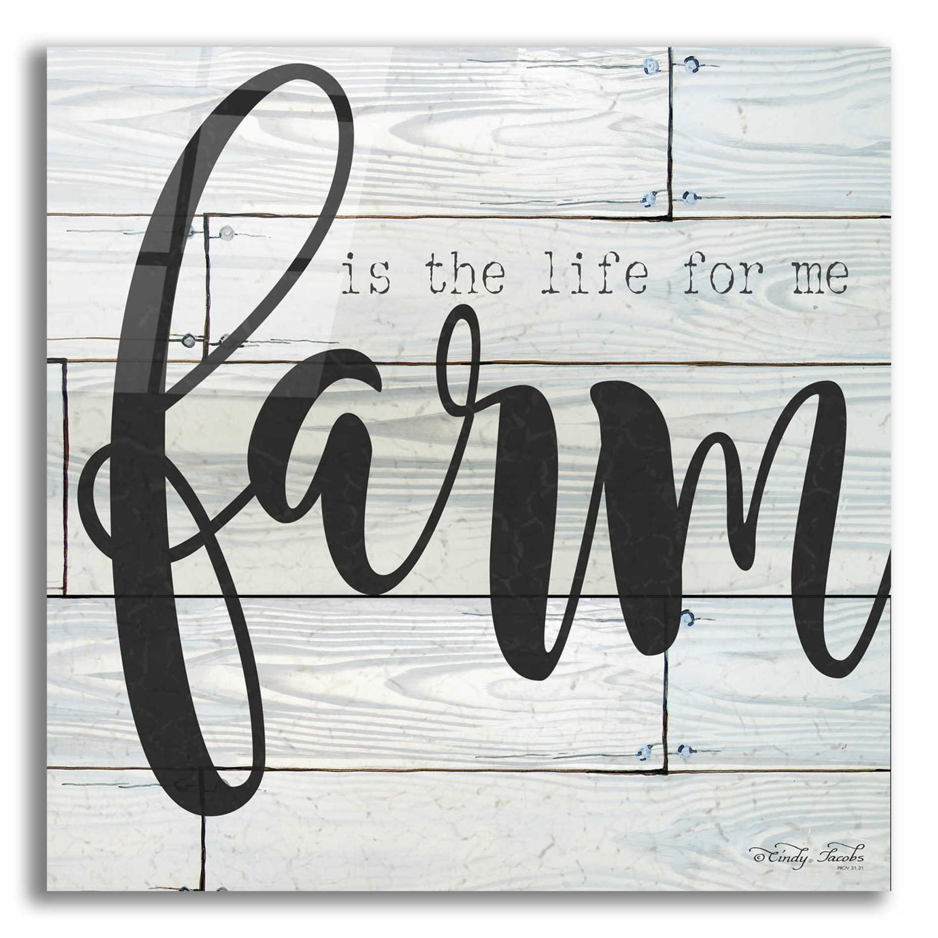 Epic Art 'Farm is the Life for Me' by Cindy Jacobs, Acrylic Glass Wall Art,12x12