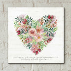 Epic Art 'Love Never Fails Flower Heart' by Cindy Jacobs, Acrylic Glass Wall Art,12x12