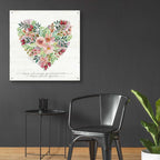 Epic Art 'Love Never Fails Flower Heart' by Cindy Jacobs, Acrylic Glass Wall Art,36x36