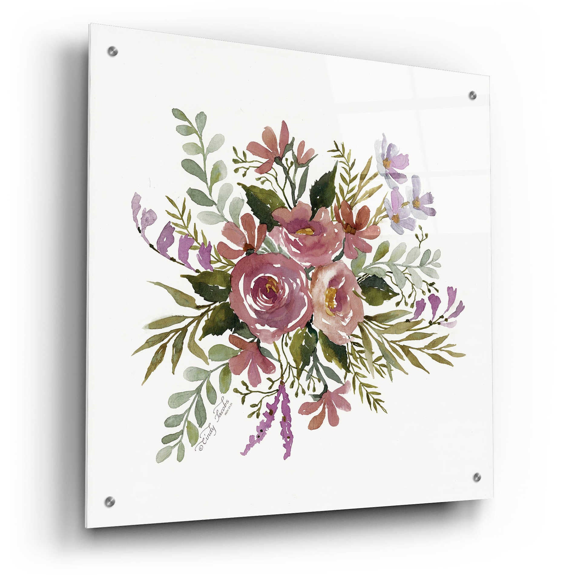 Epic Art 'Floral Spray I' by Cindy Jacobs, Acrylic Glass Wall Art,24x24