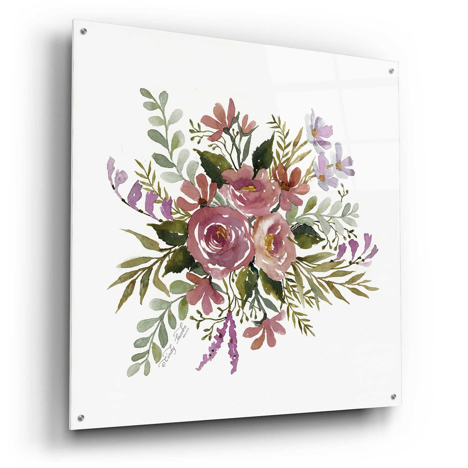 Epic Art 'Floral Spray I' by Cindy Jacobs, Acrylic Glass Wall Art,36x36