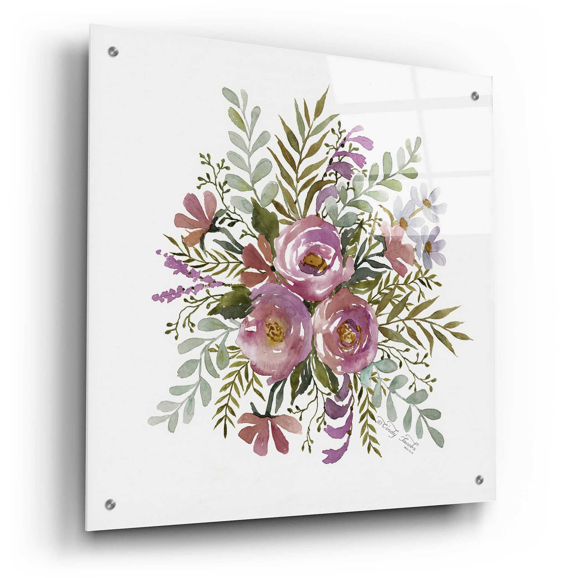 Epic Art 'Floral Spray II' by Cindy Jacobs, Acrylic Glass Wall Art,24x24