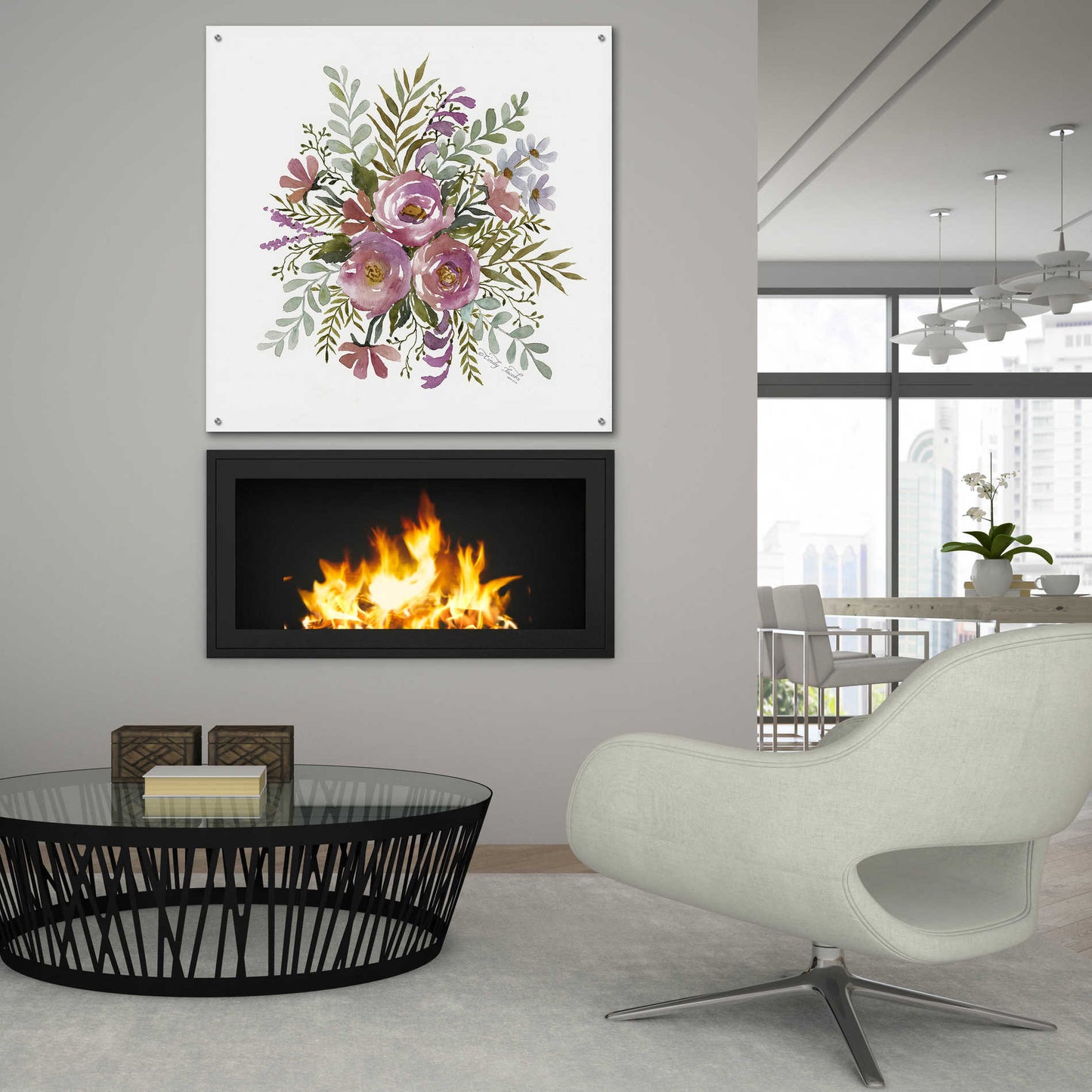 Epic Art 'Floral Spray II' by Cindy Jacobs, Acrylic Glass Wall Art,36x36