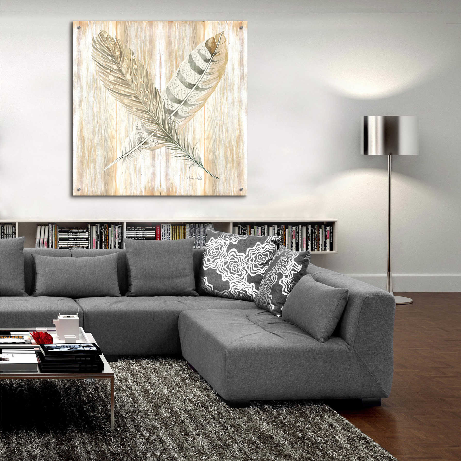 Epic Art 'Feathers Crossed II' by Cindy Jacobs, Acrylic Glass Wall Art,36x36