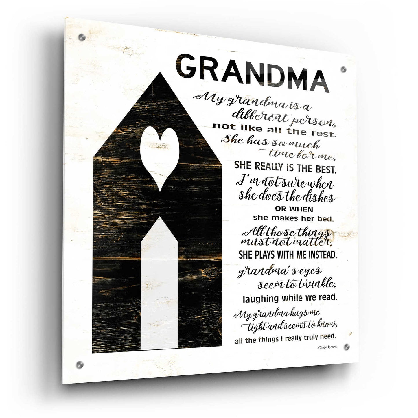 Epic Art 'My Grandma is the Best' by Cindy Jacobs, Acrylic Glass Wall Art,24x24