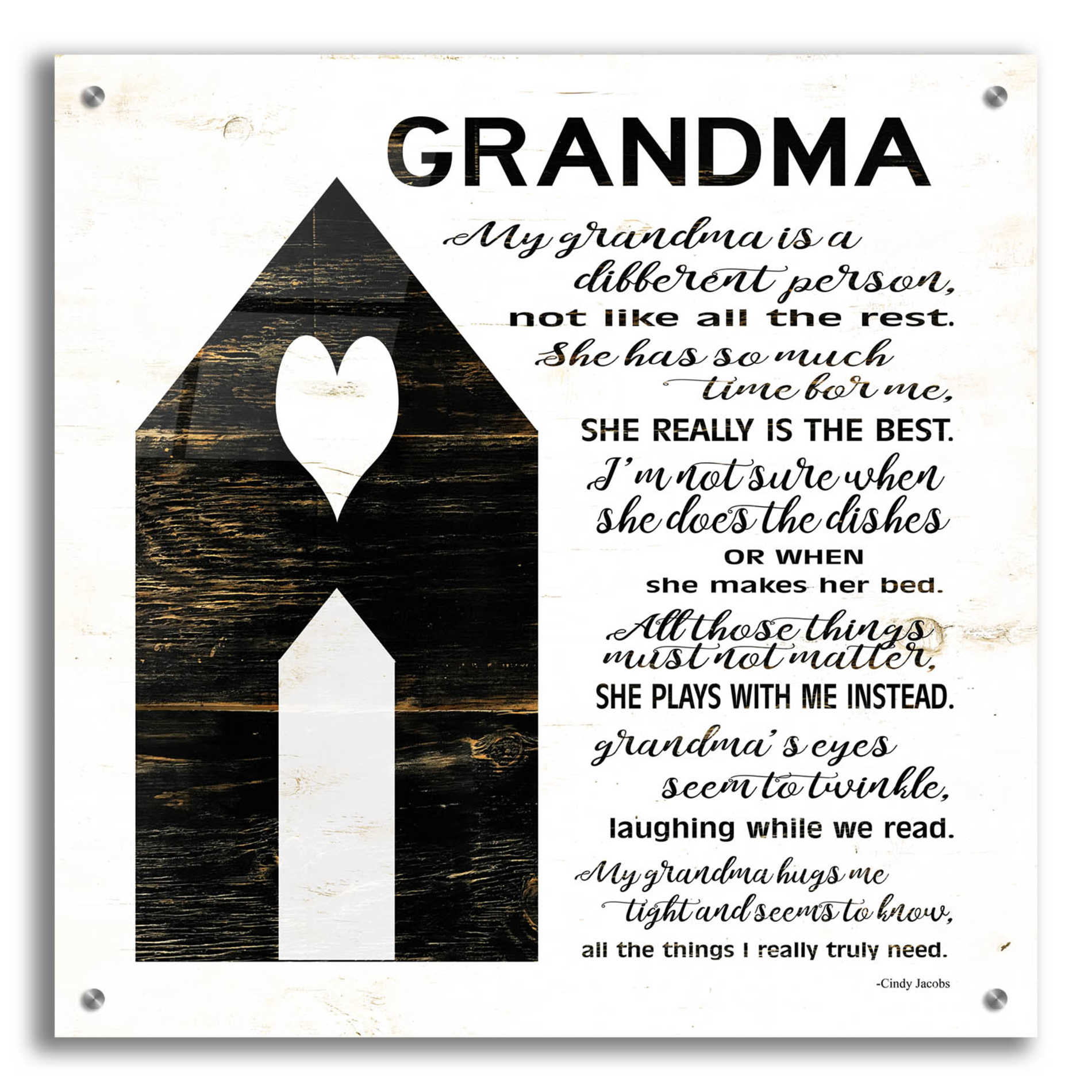 Epic Art 'My Grandma is the Best' by Cindy Jacobs, Acrylic Glass Wall Art,24x24