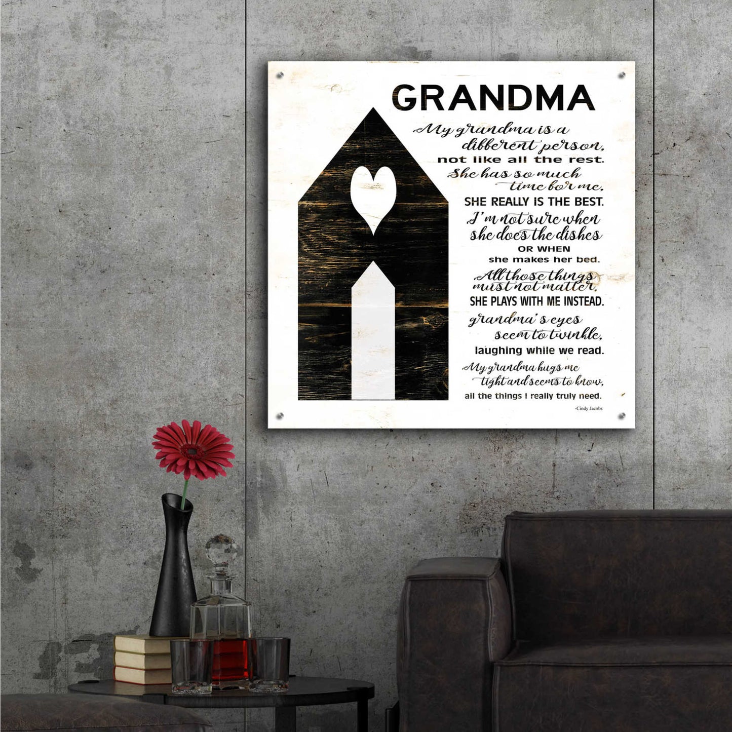 Epic Art 'My Grandma is the Best' by Cindy Jacobs, Acrylic Glass Wall Art,36x36
