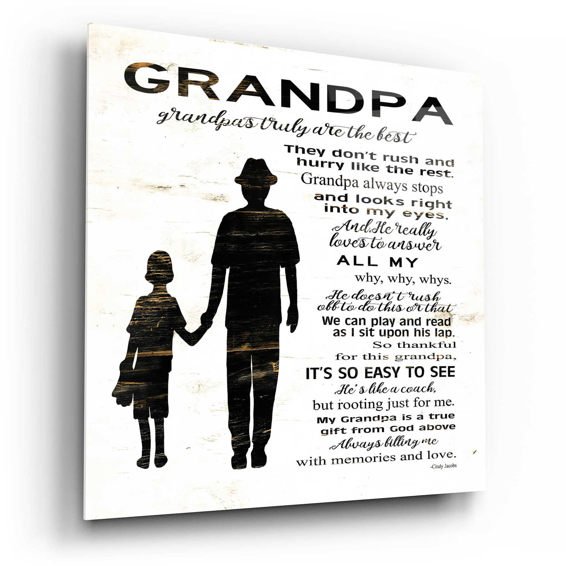 Epic Art 'My Grandpa is the Best' by Cindy Jacobs, Acrylic Glass Wall Art,12x12