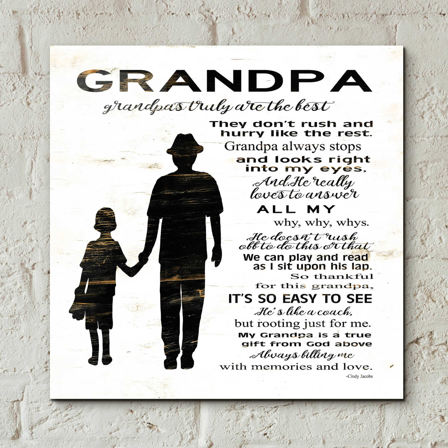 Epic Art 'My Grandpa is the Best' by Cindy Jacobs, Acrylic Glass Wall Art,12x12