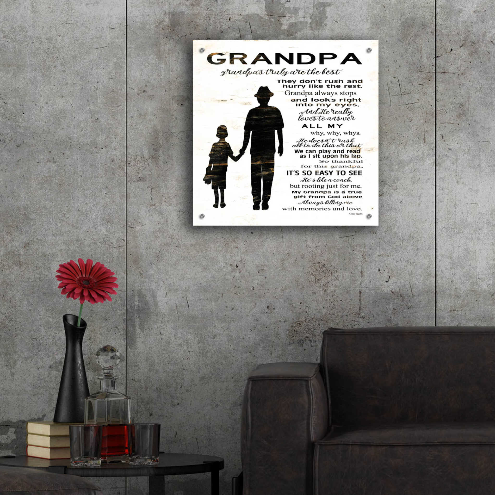 Epic Art 'My Grandpa is the Best' by Cindy Jacobs, Acrylic Glass Wall Art,24x24