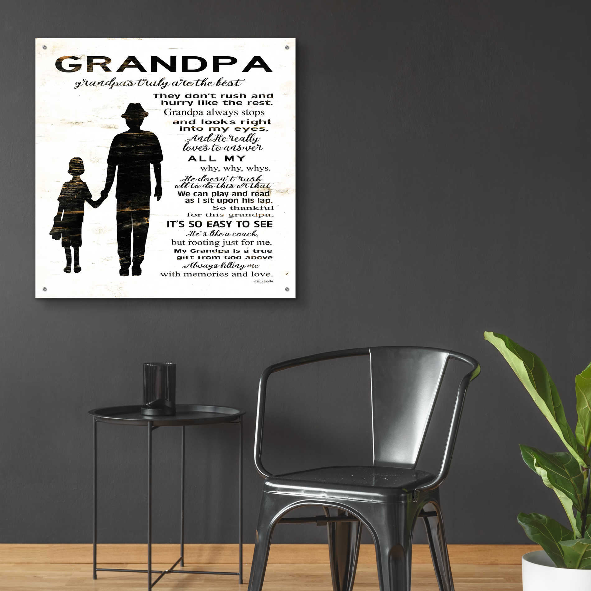 Epic Art 'My Grandpa is the Best' by Cindy Jacobs, Acrylic Glass Wall Art,36x36