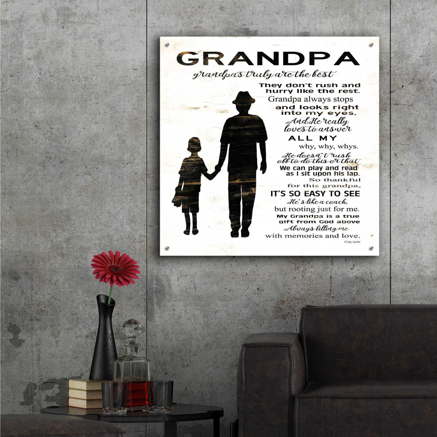 Epic Art 'My Grandpa is the Best' by Cindy Jacobs, Acrylic Glass Wall Art,36x36