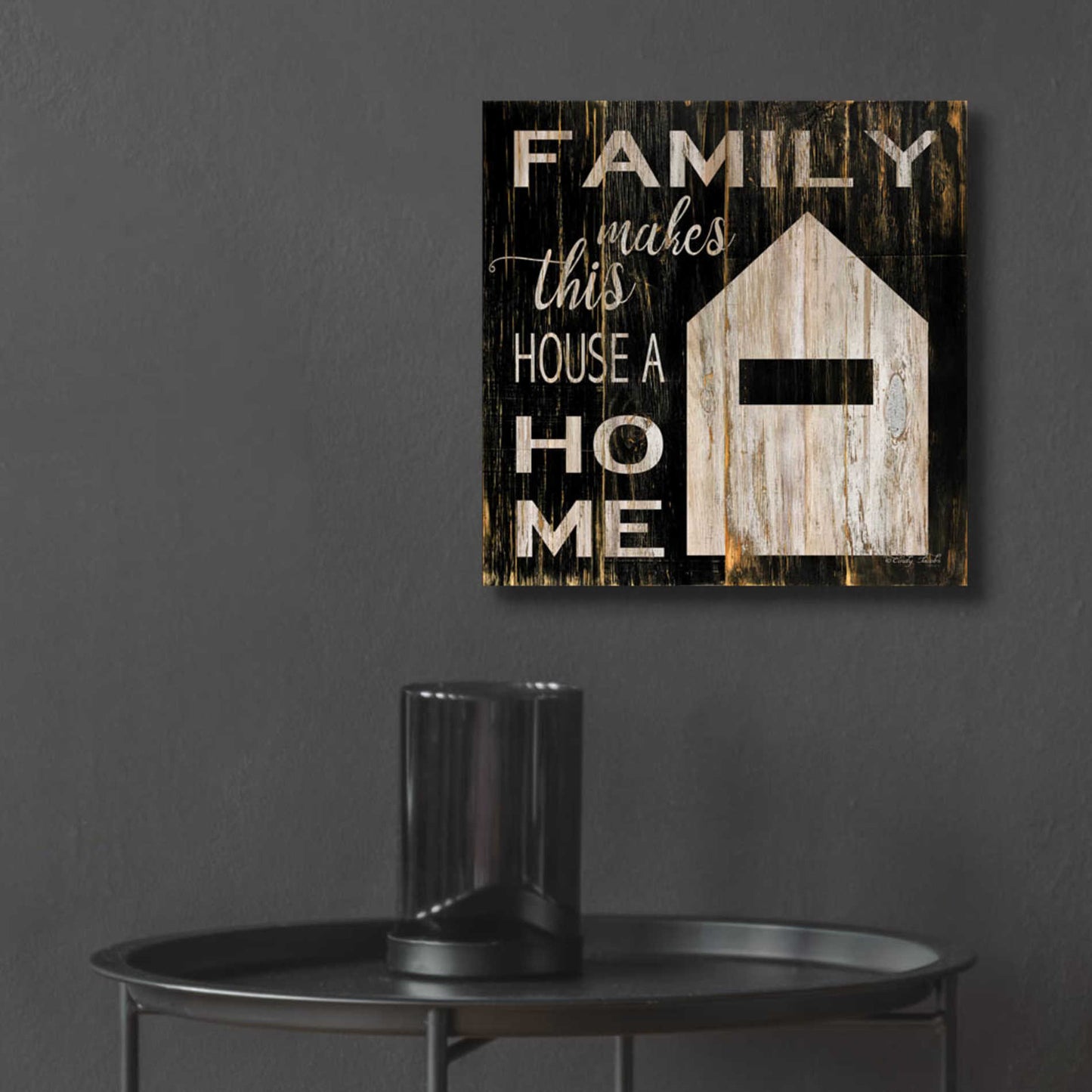 Epic Art 'Family Makes This House a Home' by Cindy Jacobs, Acrylic Glass Wall Art,12x12