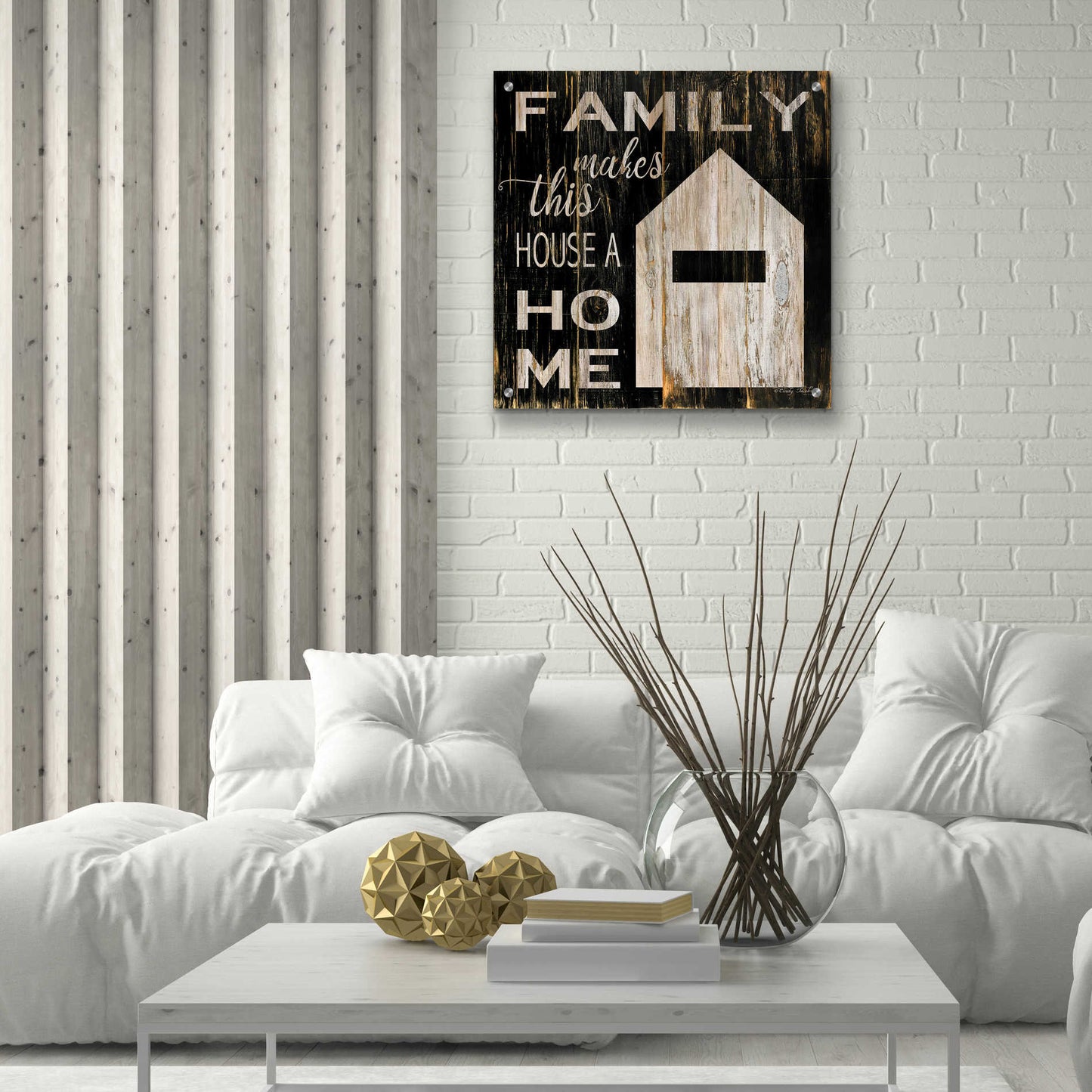 Epic Art 'Family Makes This House a Home' by Cindy Jacobs, Acrylic Glass Wall Art,24x24