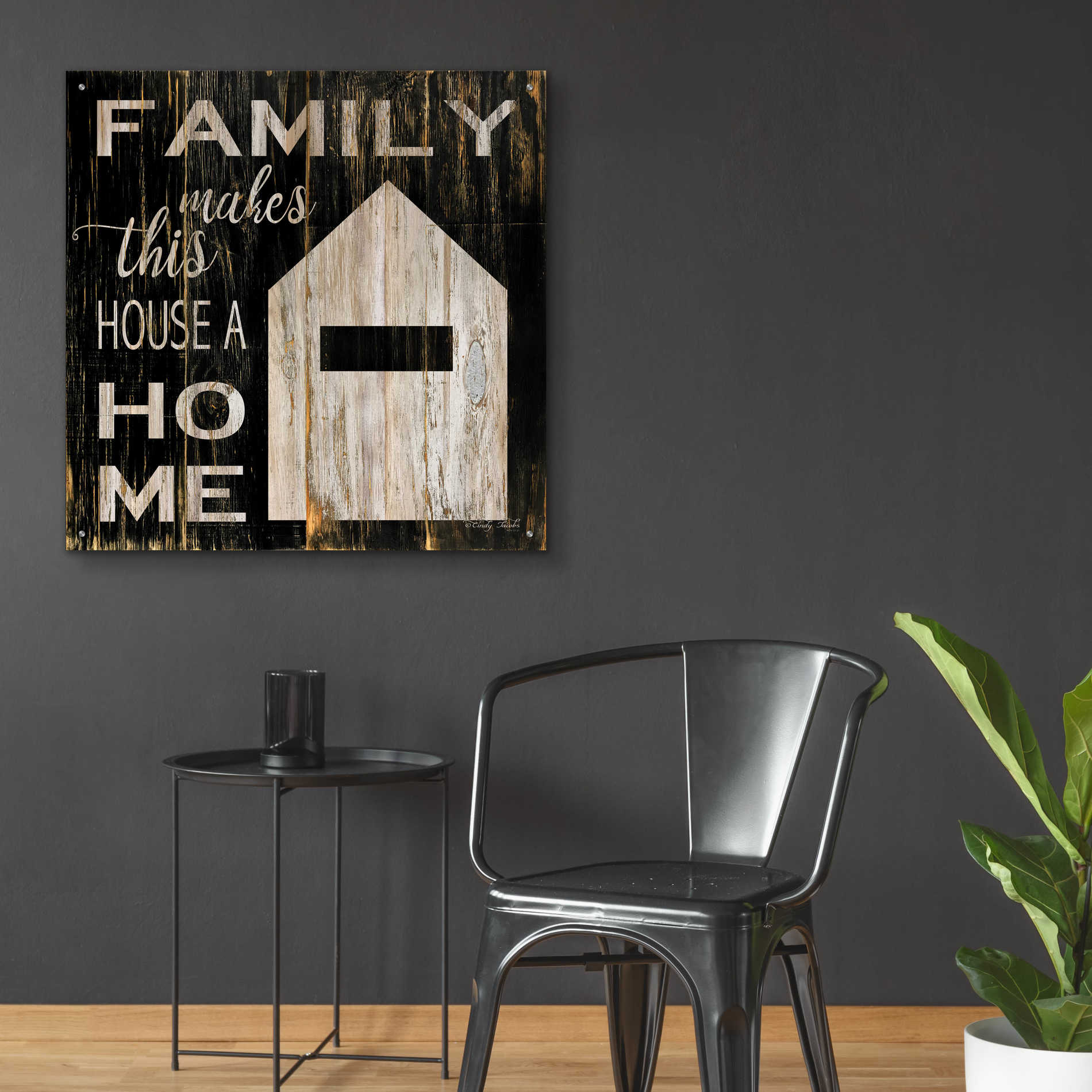 Epic Art 'Family Makes This House a Home' by Cindy Jacobs, Acrylic Glass Wall Art,36x36