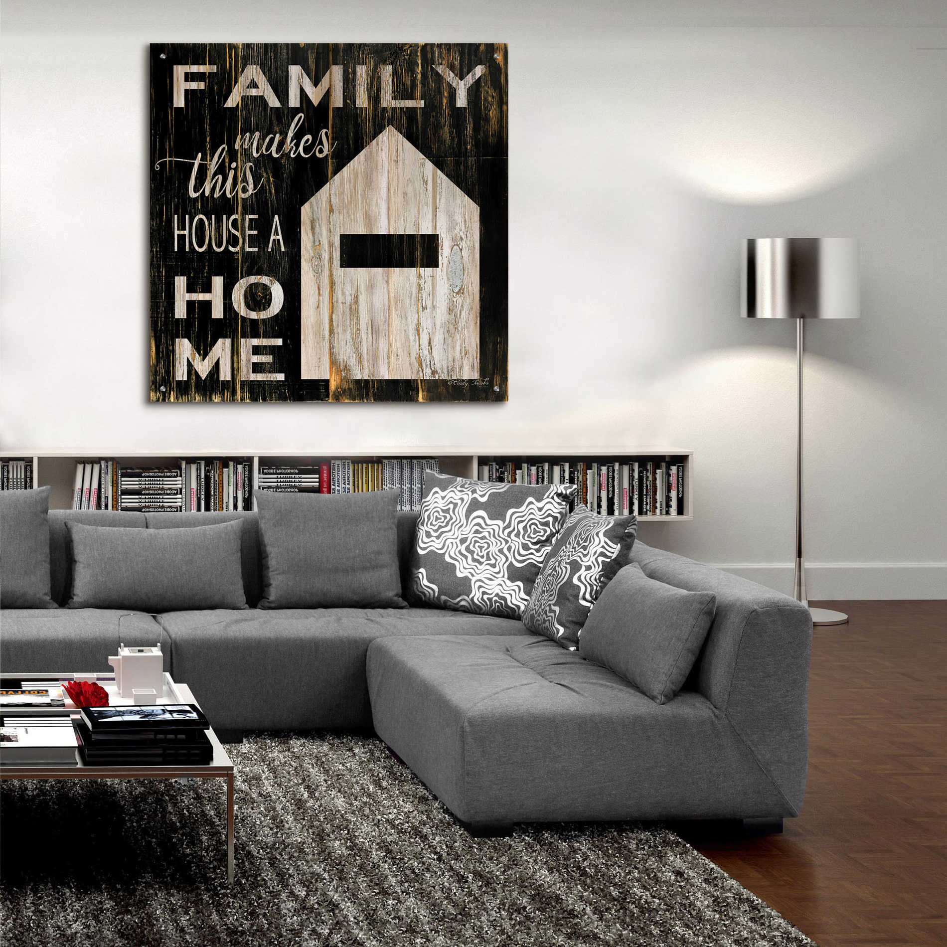 Epic Art 'Family Makes This House a Home' by Cindy Jacobs, Acrylic Glass Wall Art,36x36