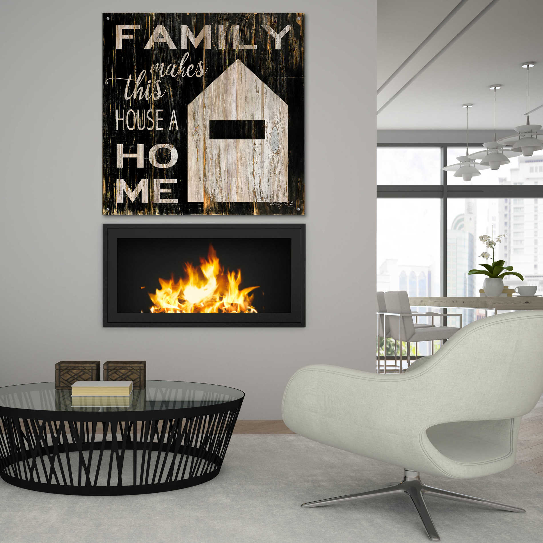 Epic Art 'Family Makes This House a Home' by Cindy Jacobs, Acrylic Glass Wall Art,36x36