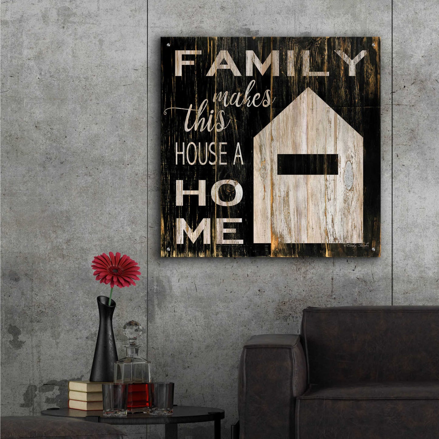 Epic Art 'Family Makes This House a Home' by Cindy Jacobs, Acrylic Glass Wall Art,36x36