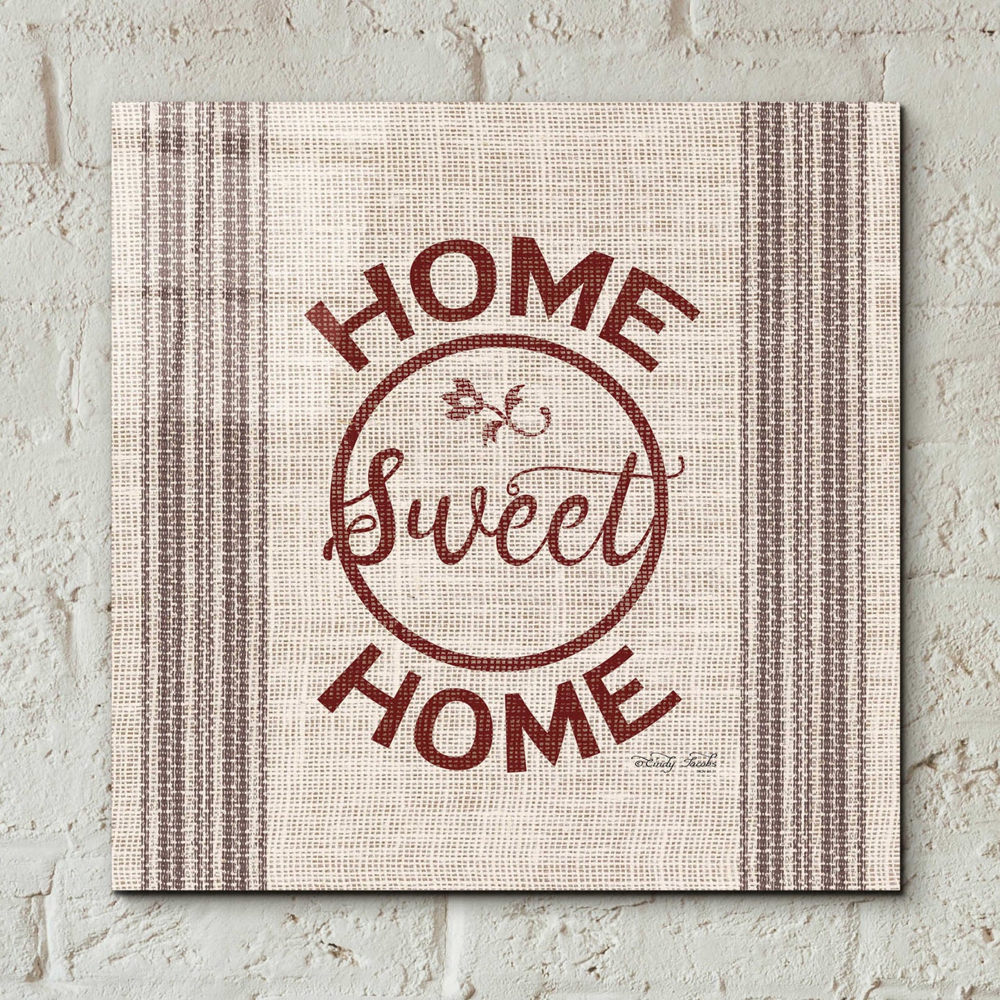 Epic Art 'Home Sweet Home Embroidery' by Cindy Jacobs, Acrylic Glass Wall Art,12x12