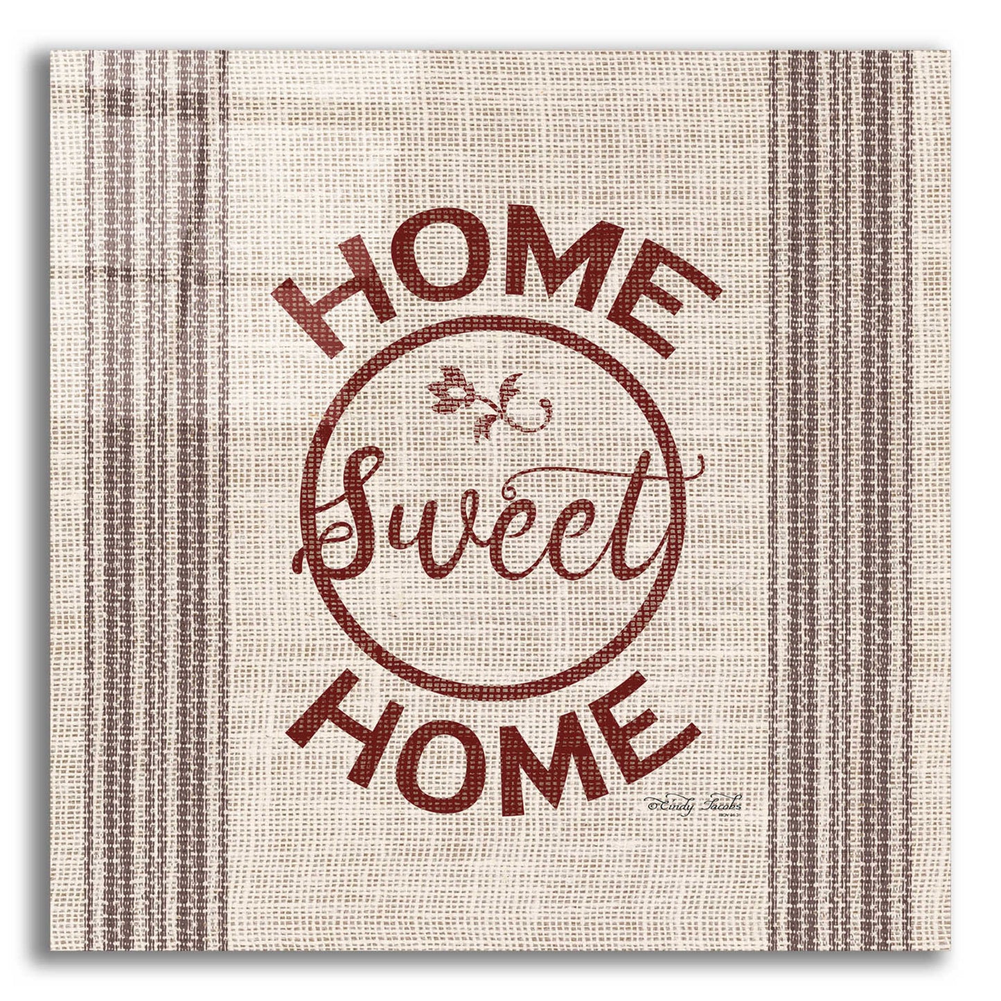 Epic Art 'Home Sweet Home Embroidery' by Cindy Jacobs, Acrylic Glass Wall Art,12x12