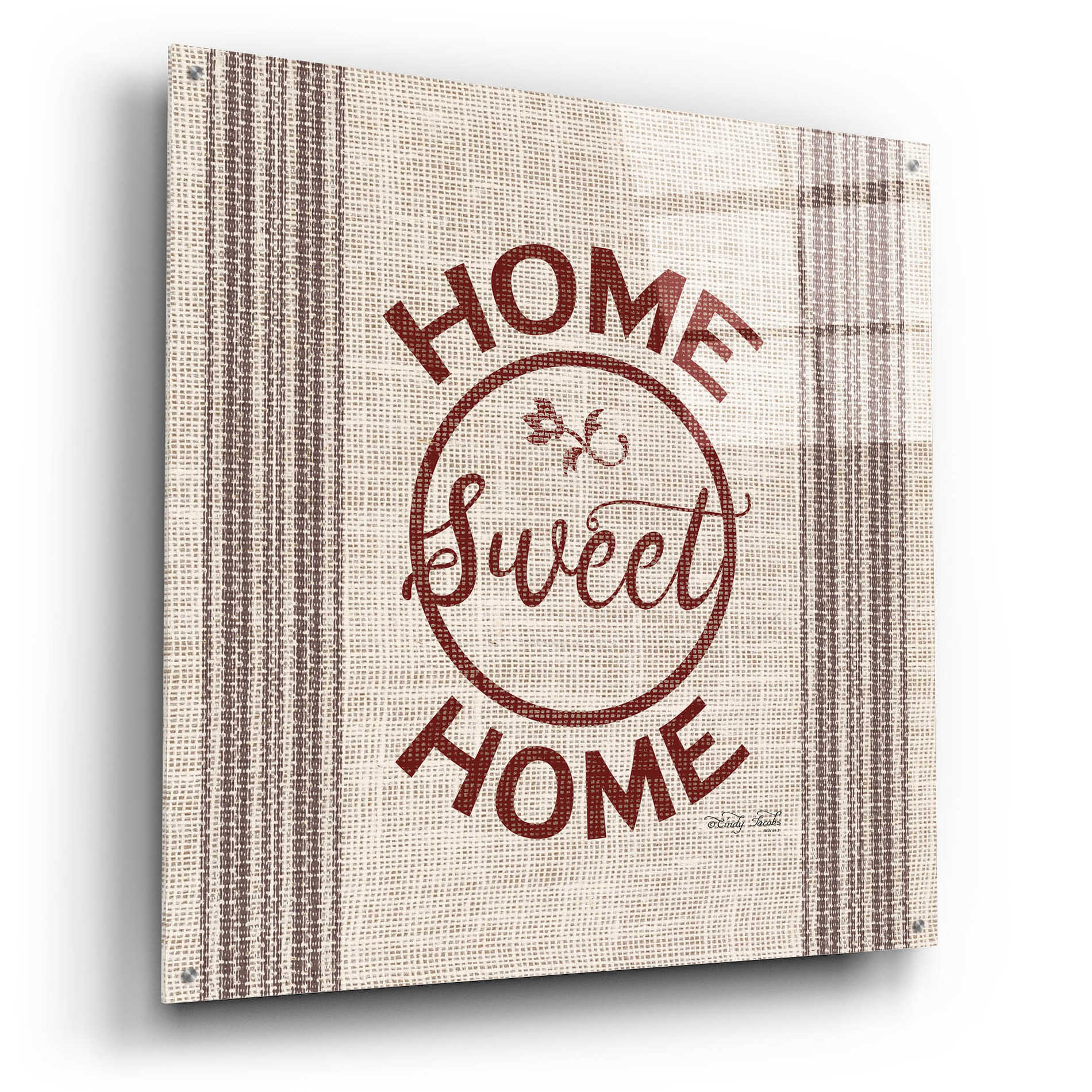 Epic Art 'Home Sweet Home Embroidery' by Cindy Jacobs, Acrylic Glass Wall Art,36x36