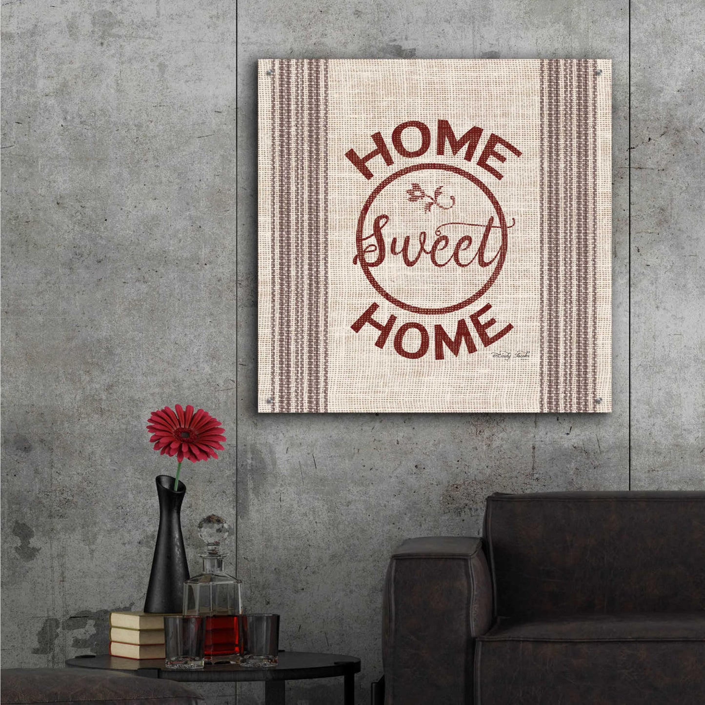 Epic Art 'Home Sweet Home Embroidery' by Cindy Jacobs, Acrylic Glass Wall Art,36x36