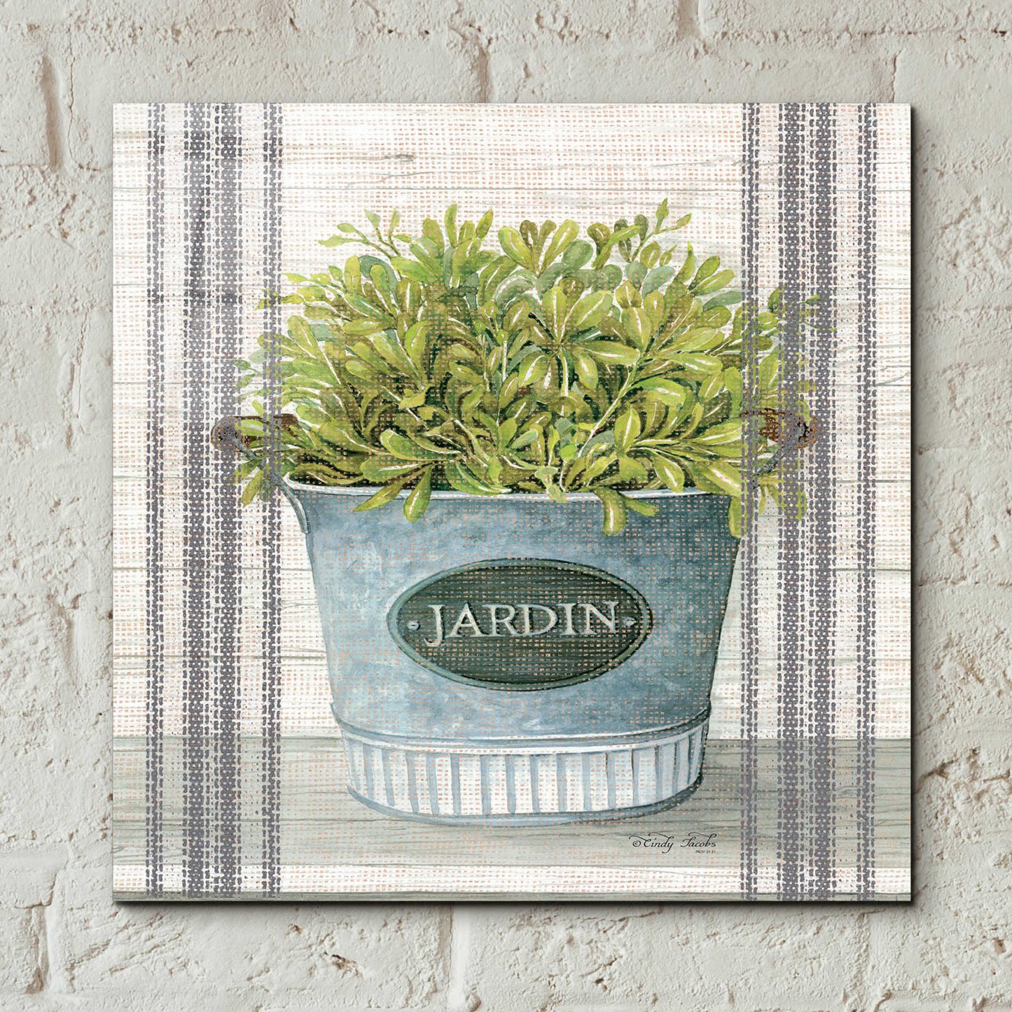 Epic Art 'Galvanized Jardin' by Cindy Jacobs, Acrylic Glass Wall Art,12x12
