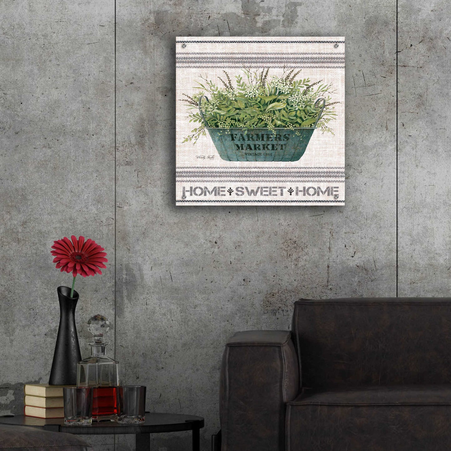 Epic Art 'Galvanized Farmer's Market Home Sweet Home' by Cindy Jacobs, Acrylic Glass Wall Art,24x24