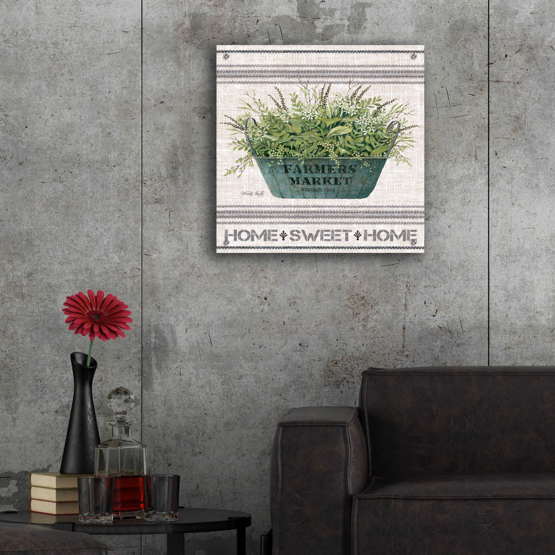 Epic Art 'Galvanized Farmer's Market Home Sweet Home' by Cindy Jacobs, Acrylic Glass Wall Art,24x24