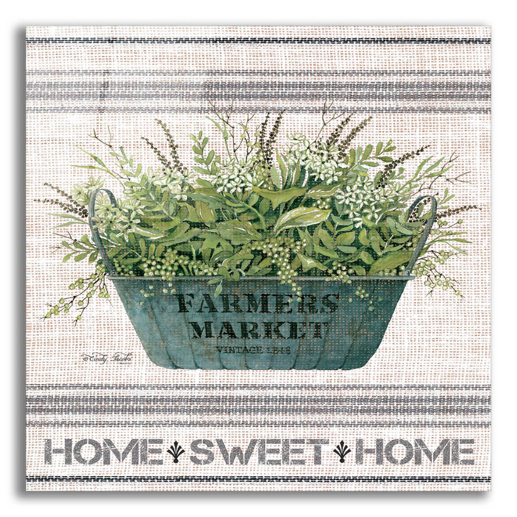 Epic Art 'Galvanized Farmer's Market Home Sweet Home' by Cindy Jacobs, Acrylic Glass Wall Art