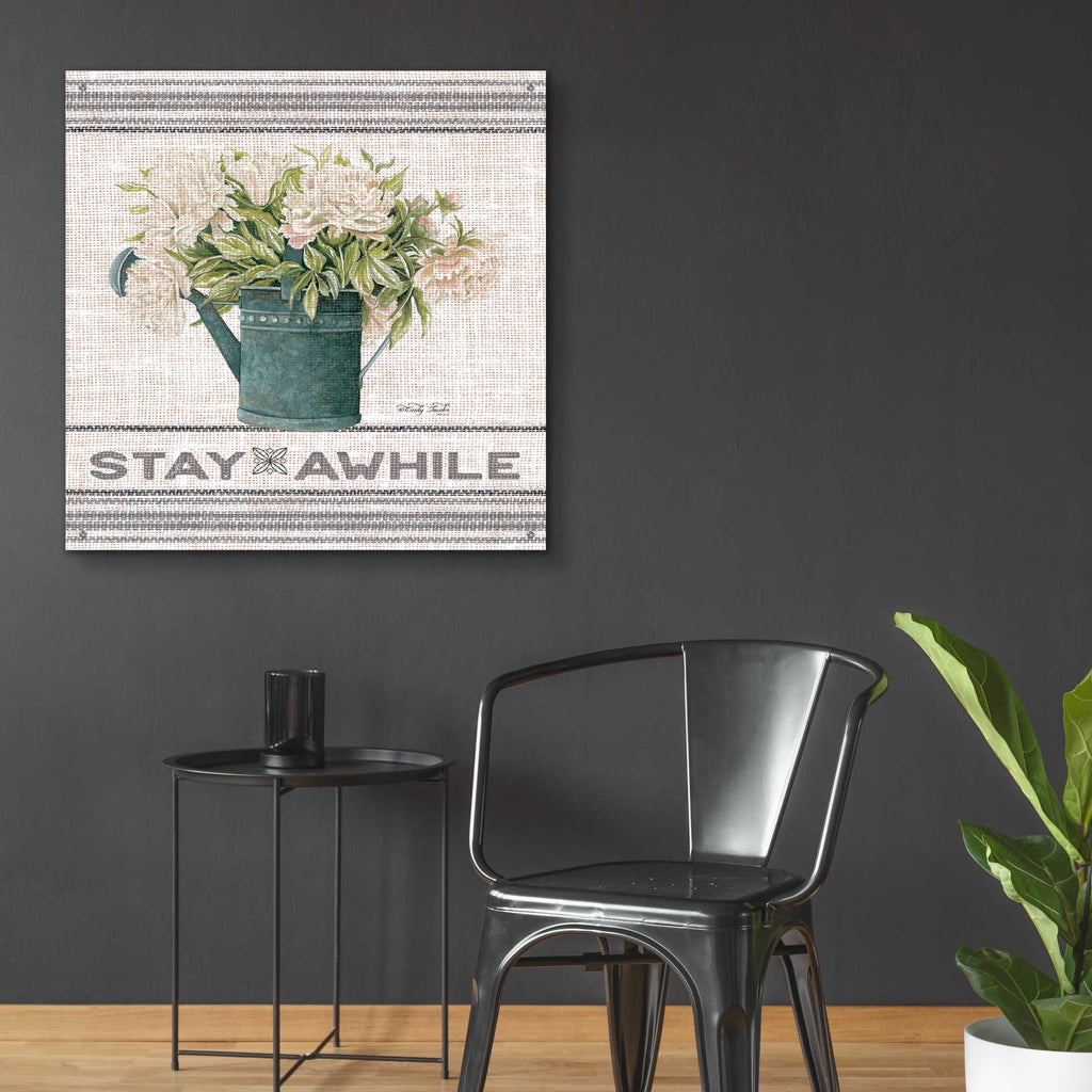 Epic Art 'Galvanized Peonies Stay Awhile' by Cindy Jacobs, Acrylic Glass Wall Art,36x36