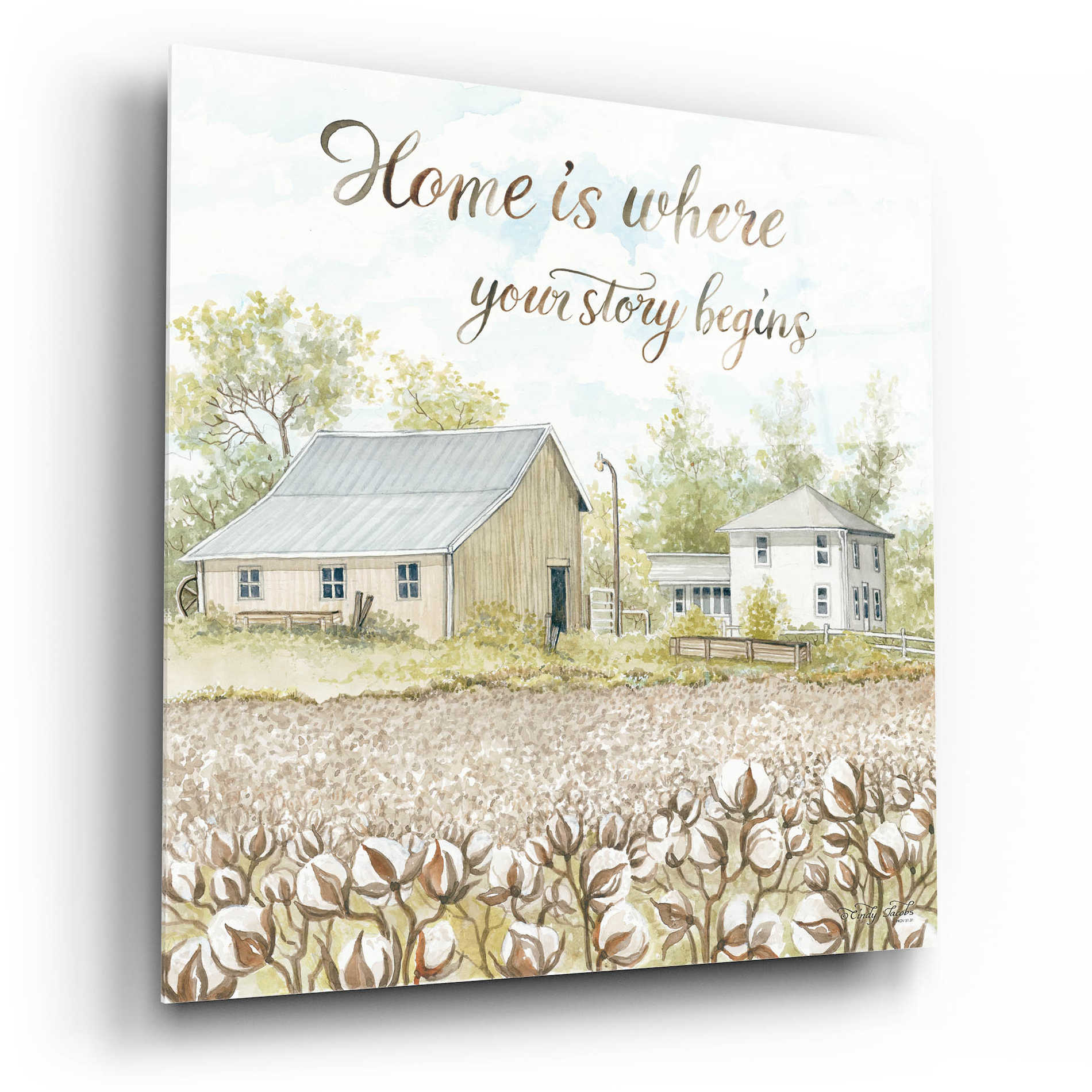 Epic Art 'Home Is Where Your Story Begins' by Cindy Jacobs, Acrylic Glass Wall Art,12x12