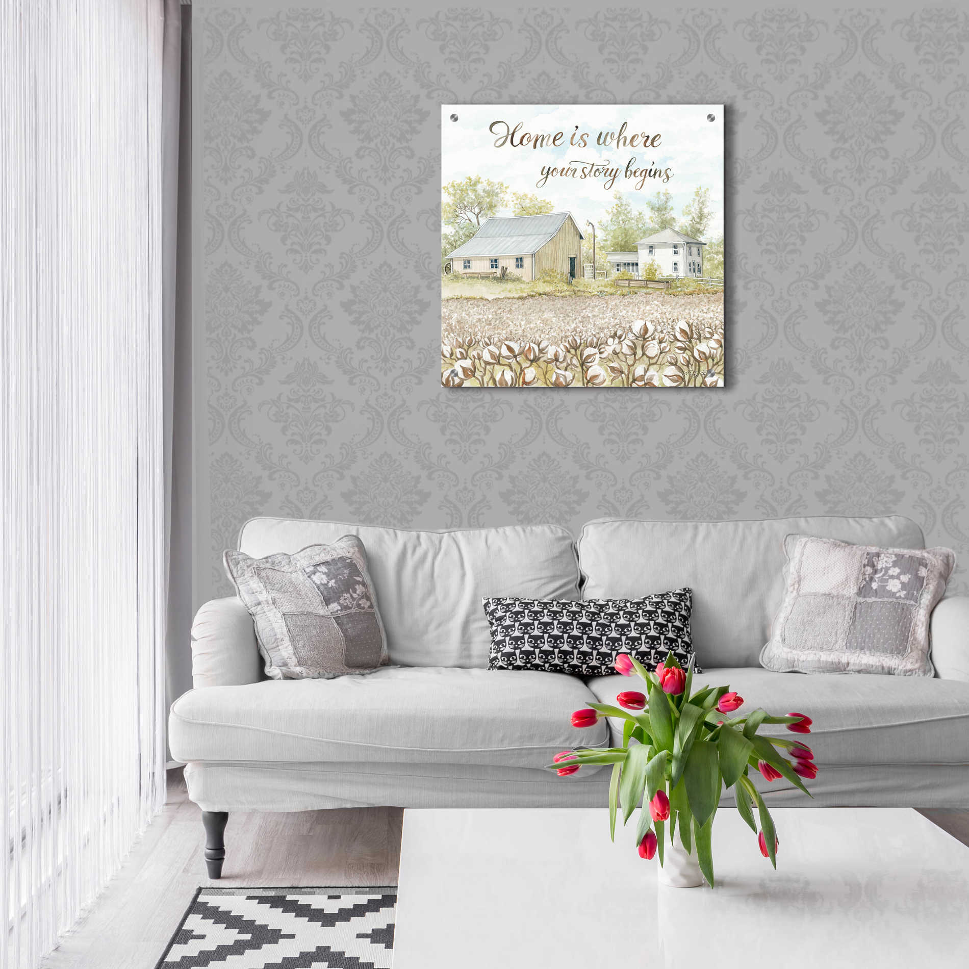 Epic Art 'Home Is Where Your Story Begins' by Cindy Jacobs, Acrylic Glass Wall Art,24x24