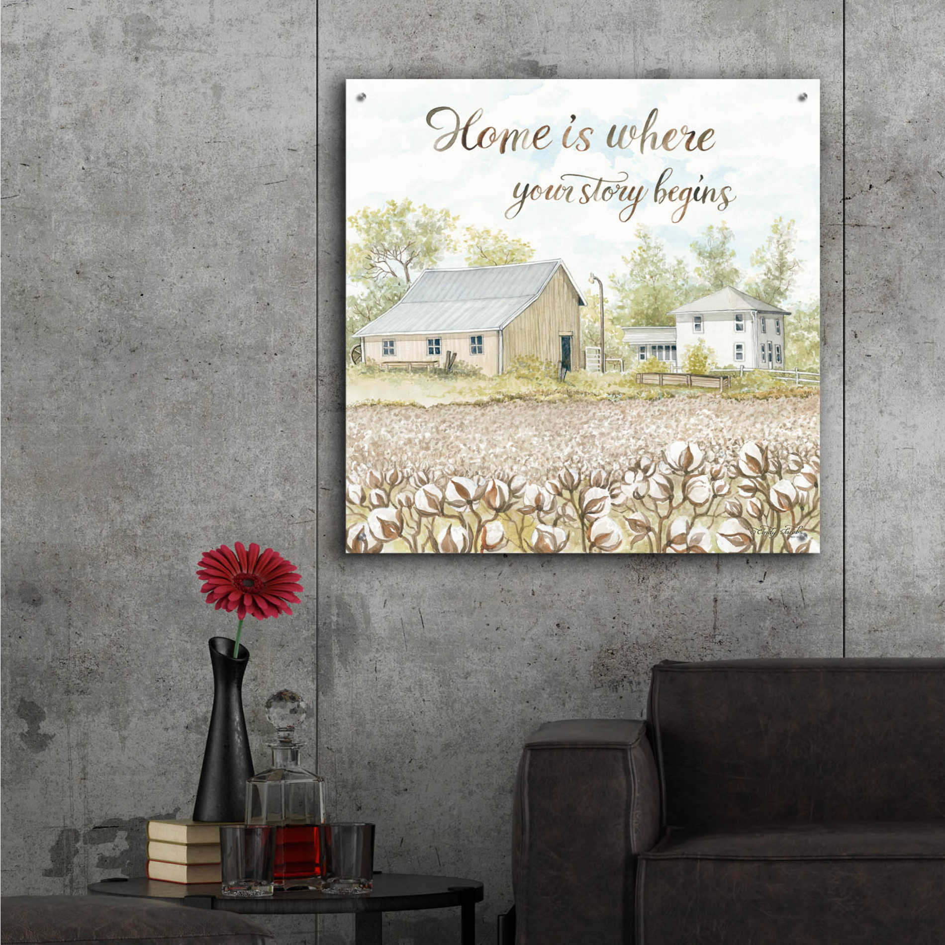 Epic Art 'Home Is Where Your Story Begins' by Cindy Jacobs, Acrylic Glass Wall Art,36x36
