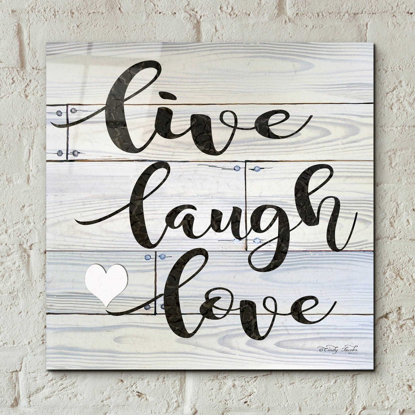 Epic Art 'Live, Laugh, Love' by Cindy Jacobs, Acrylic Glass Wall Art,12x12