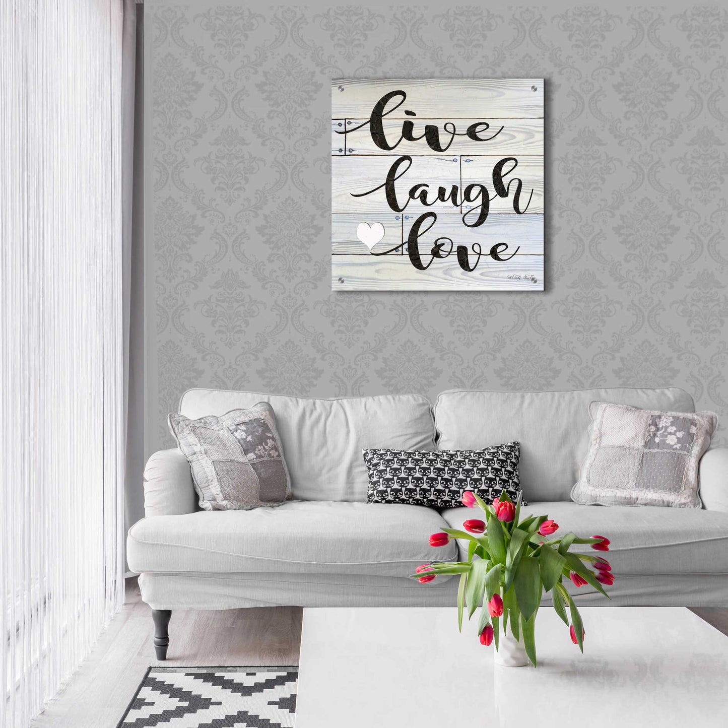 Epic Art 'Live, Laugh, Love' by Cindy Jacobs, Acrylic Glass Wall Art,24x24